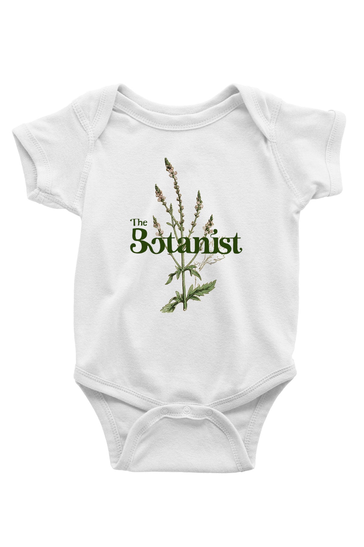 Botanikçi Baskılı Beyaz Unisex Bebek Body - Zıbın