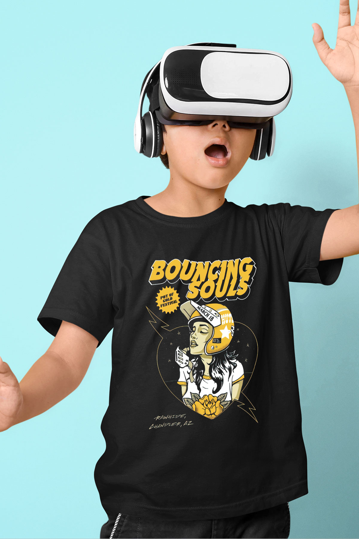 Bouncing Souls Baskılı Siyah Unisex Çocuk Tişört
