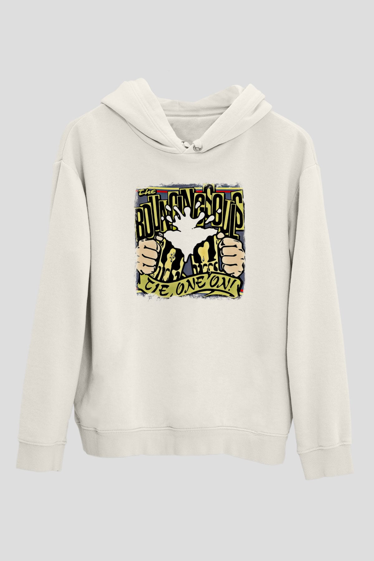 Bouncing Souls Baskılı Unisex Beyaz Hoodie