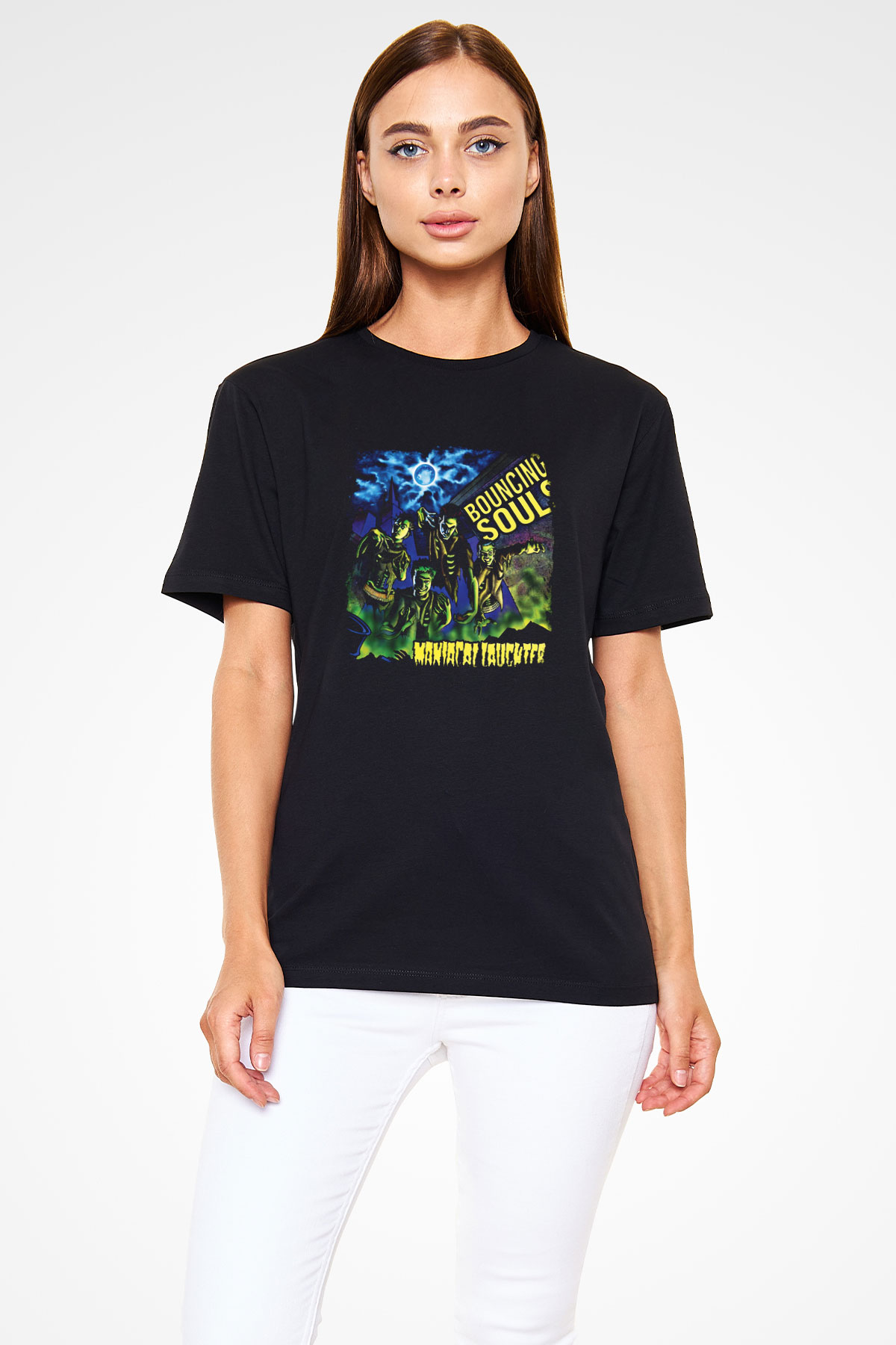 Bouncing Souls Baskılı Unisex Siyah Tişört