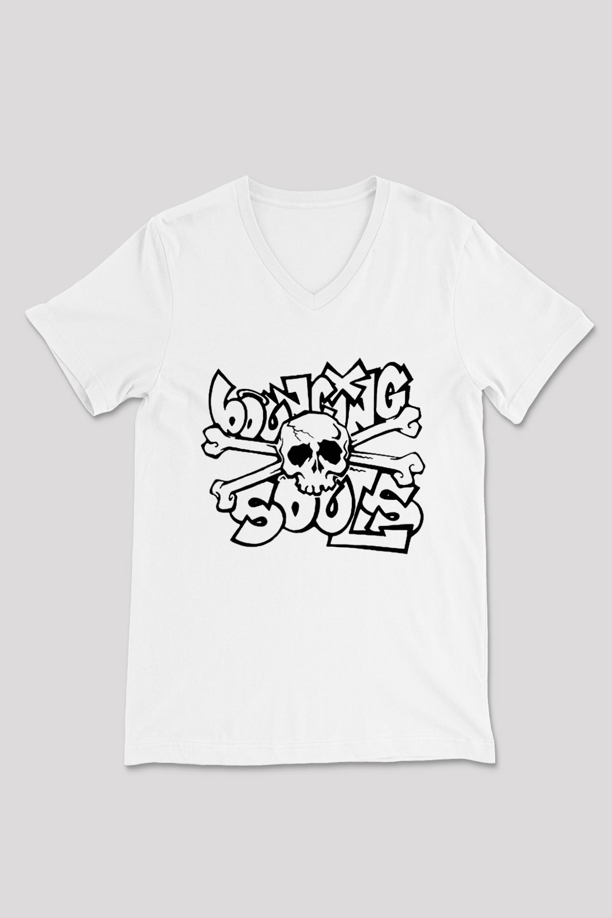 Bouncing Souls Beyaz Unisex V Yaka Tişört