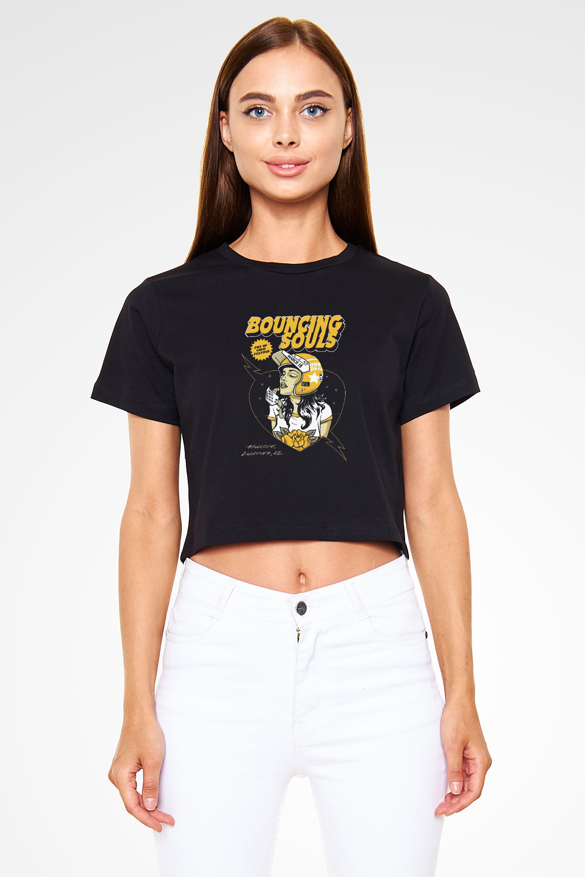 Bouncing Souls Siyah Crop Top Tişört