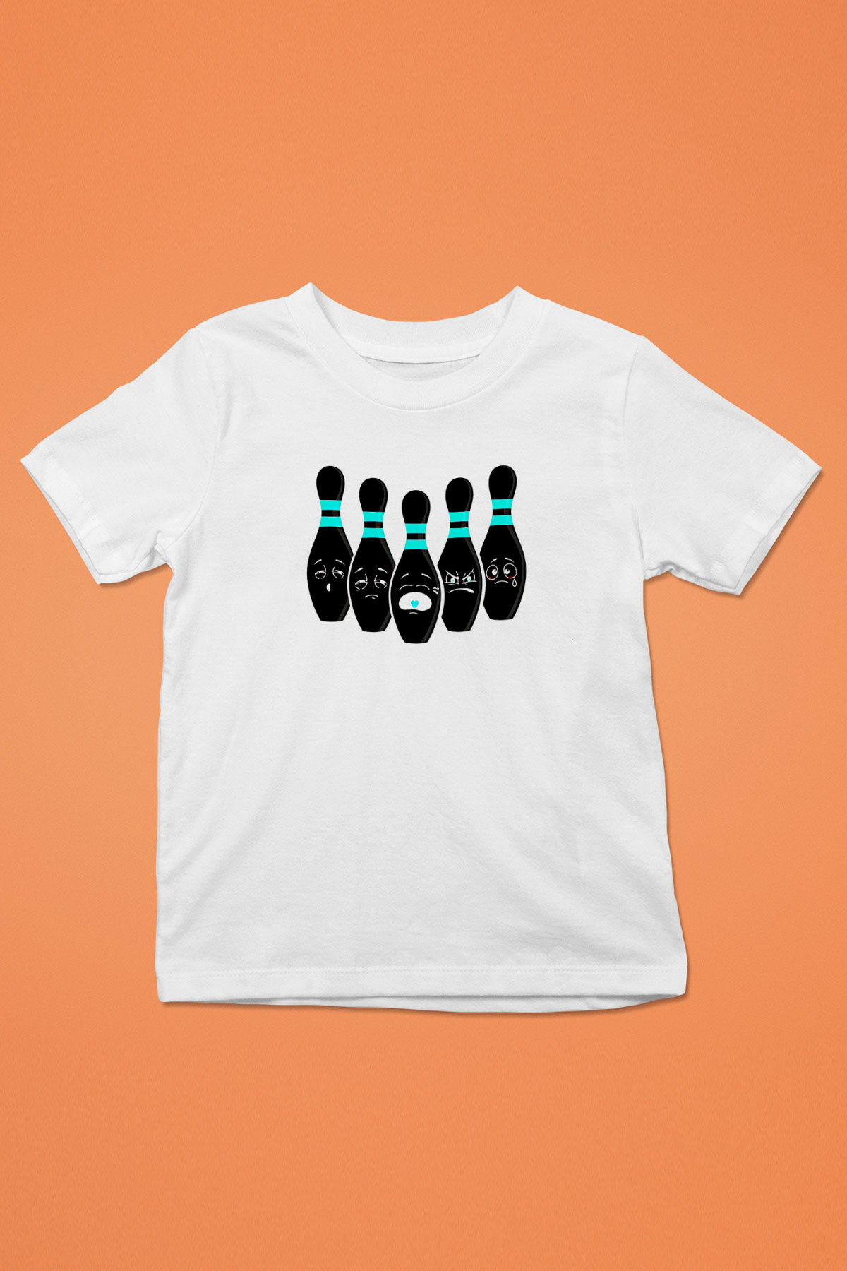 Bovling Baskılı Unisex Beyaz Çocuk Tişört - Tshirt