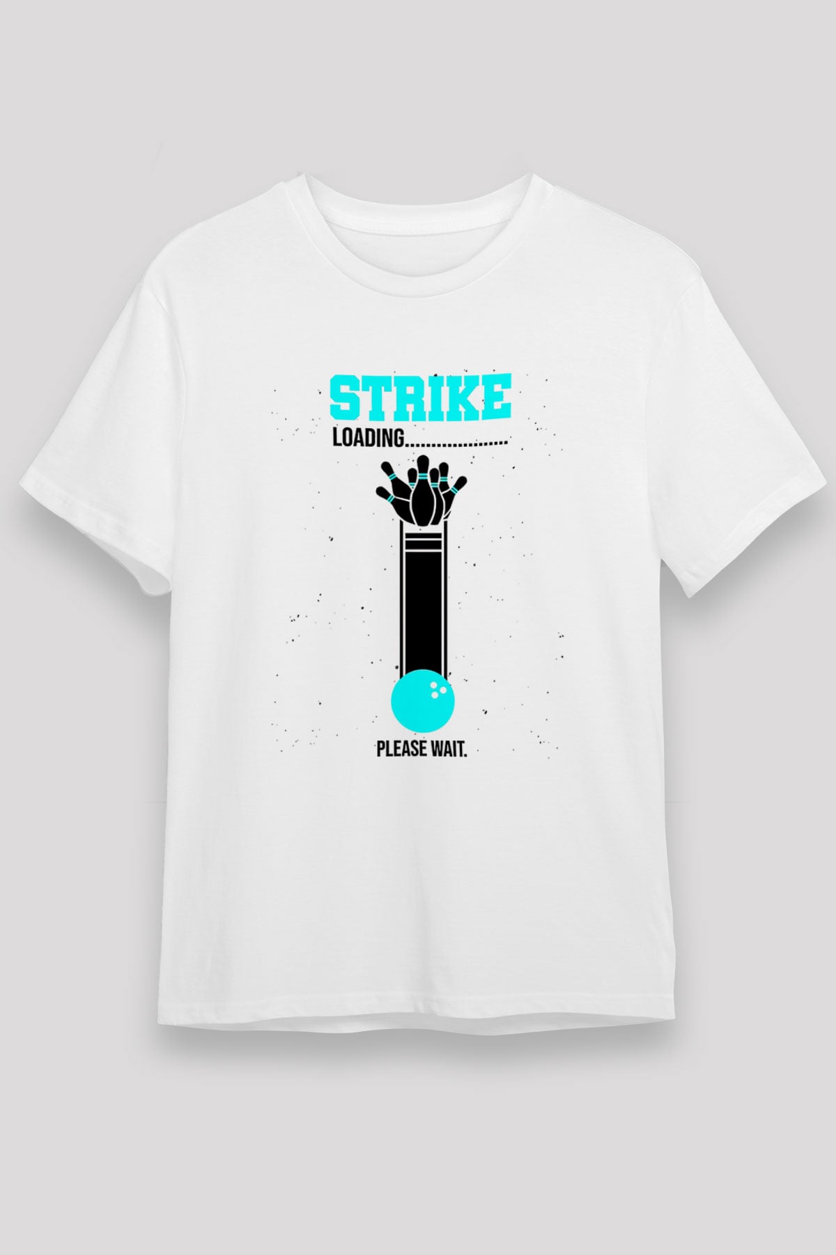 Bovling Baskılı Unisex Beyaz Tişört - Tshirt