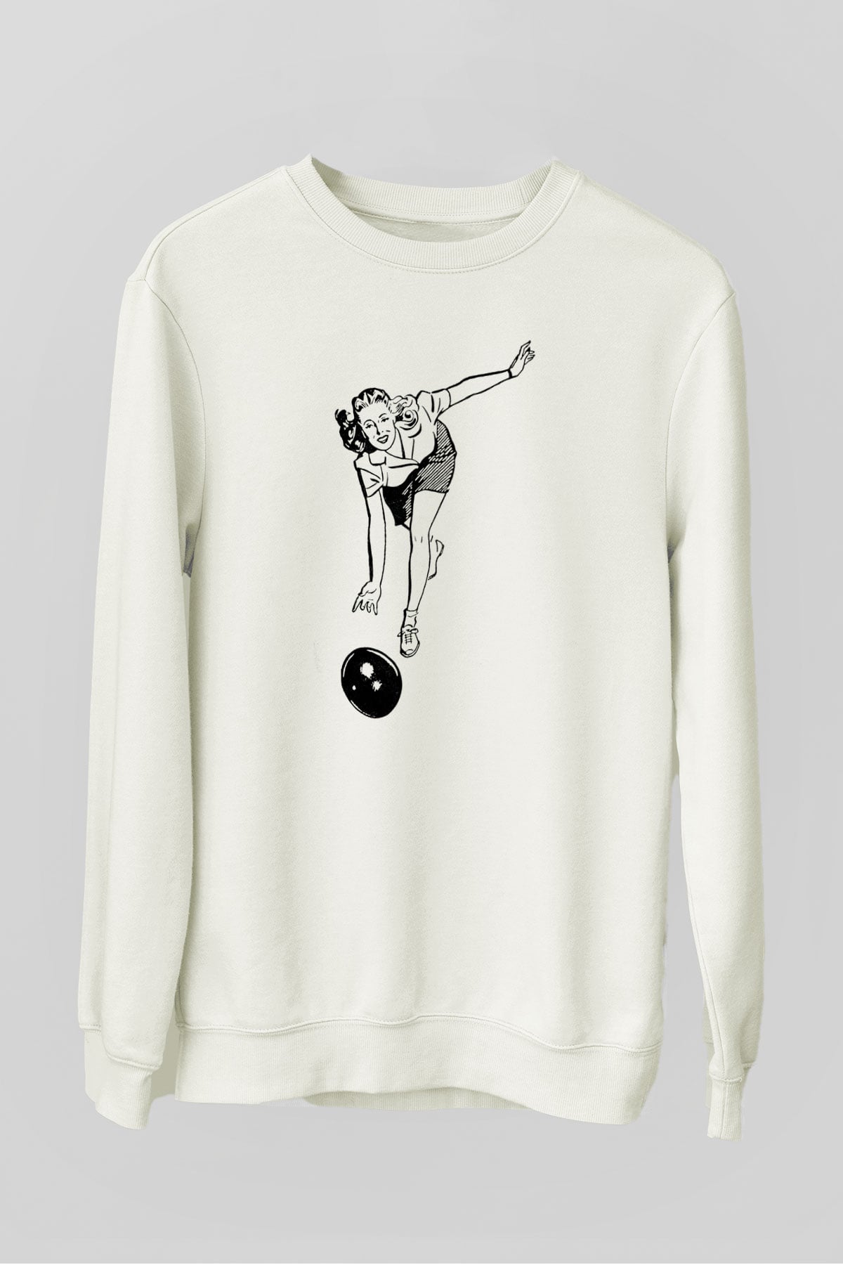 Bovling Beyaz Unisex Sweatshirt