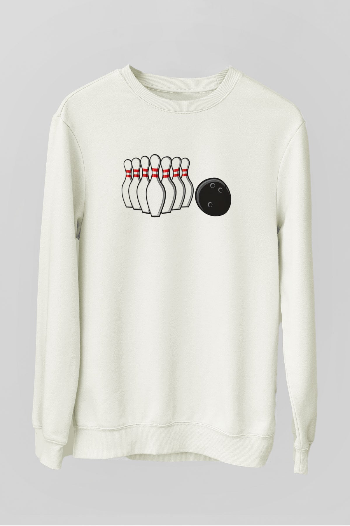 Bovling Beyaz Unisex Sweatshirt