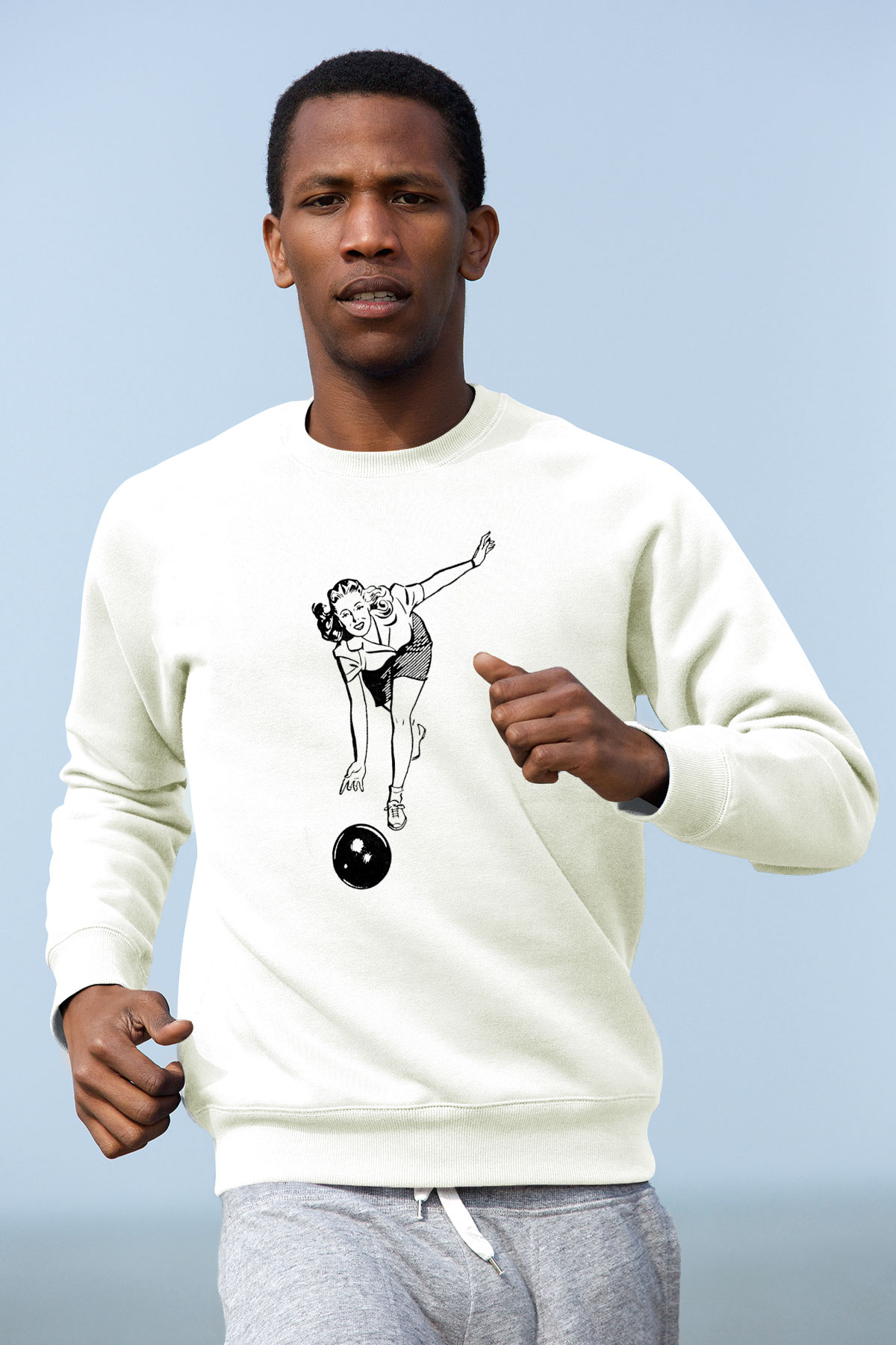 Bovling Beyaz Unisex Sweatshirt