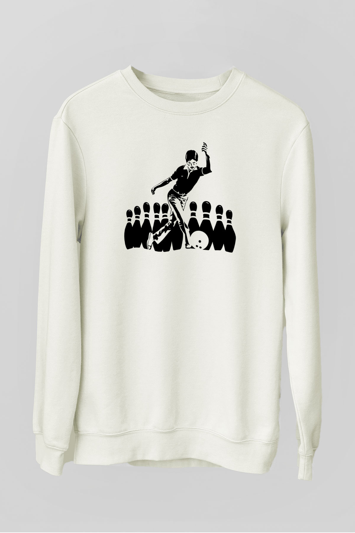 Bovling Beyaz Unisex Sweatshirt