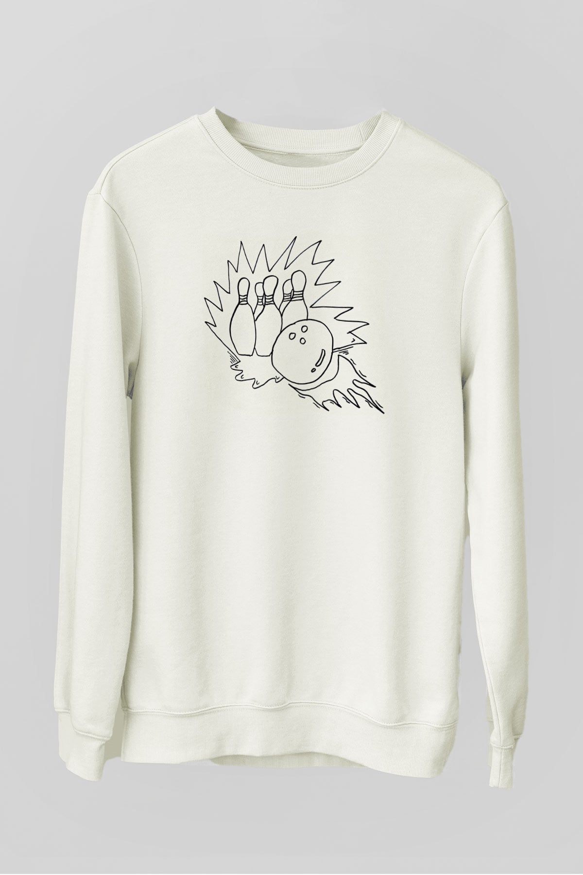 Bovling Beyaz Unisex Sweatshirt