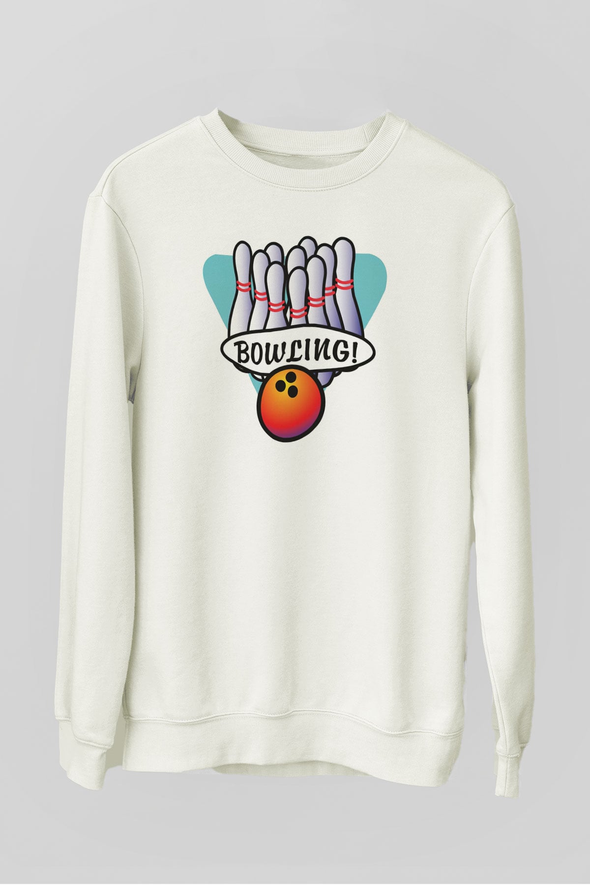Bovling Beyaz Unisex Sweatshirt