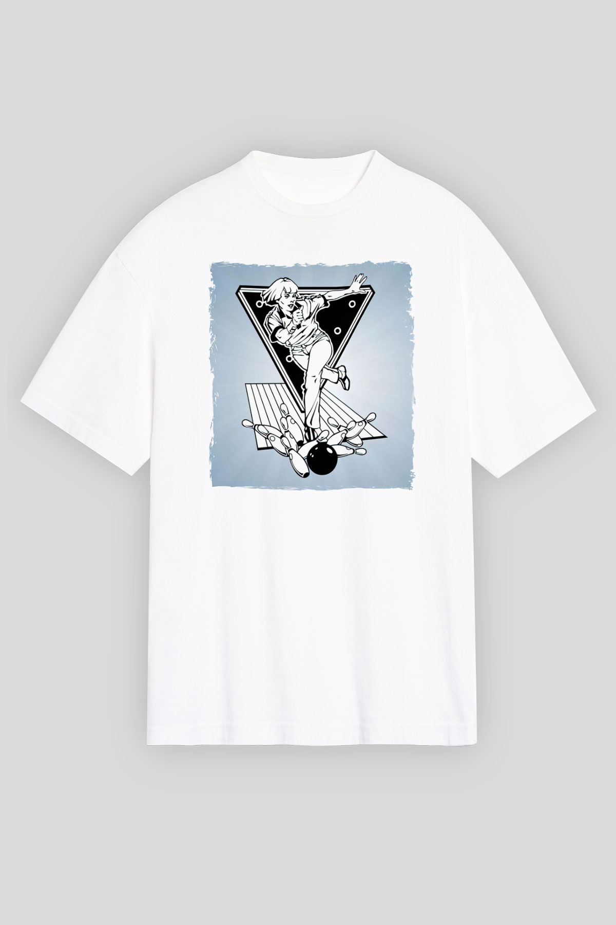 Bovling Beyaz Unisex Tişört T-Shirt - TişörtFabrikası