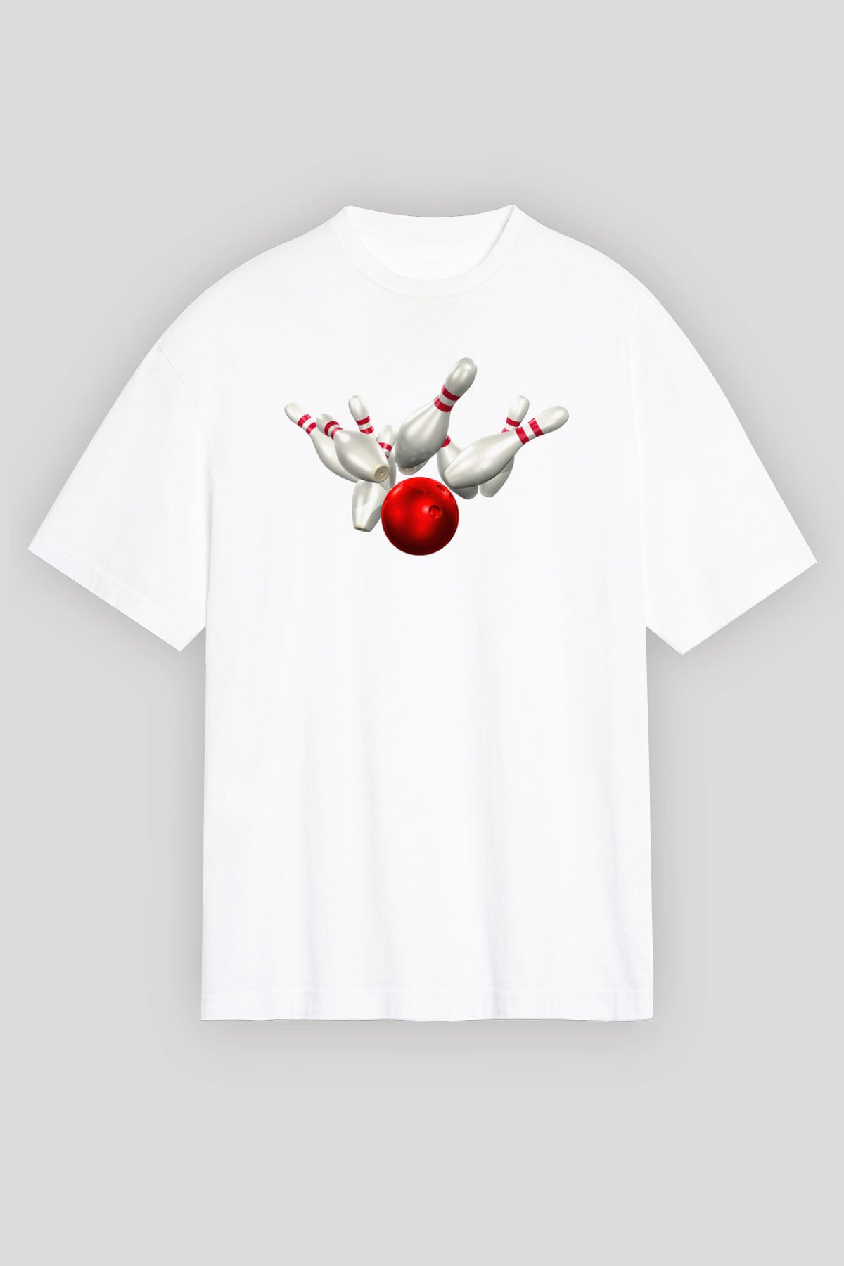 Bovling Beyaz Unisex Tişört T-Shirt - TişörtFabrikası