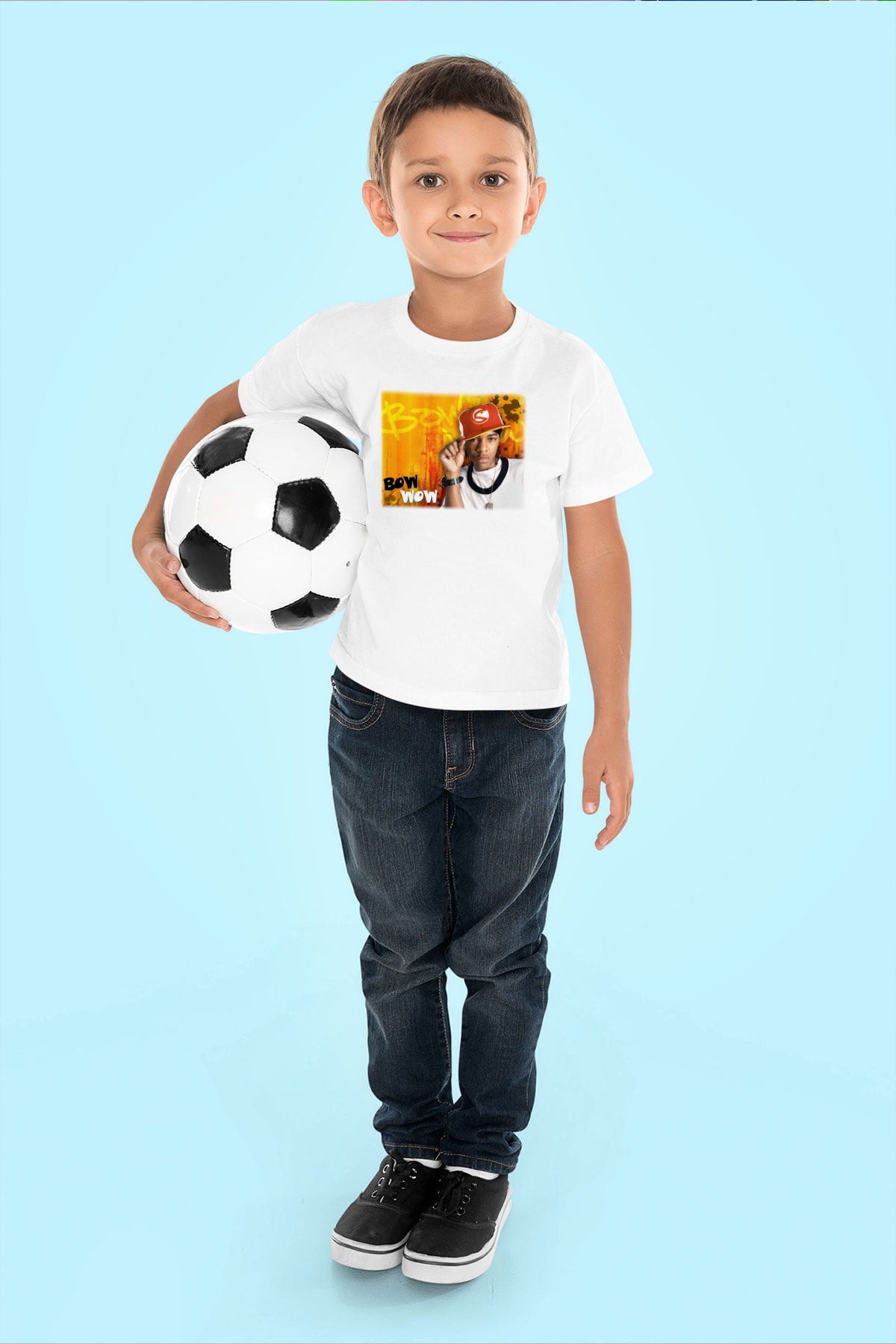 Bow Wow Baskılı Beyaz Unisex Çocuk Tişört
