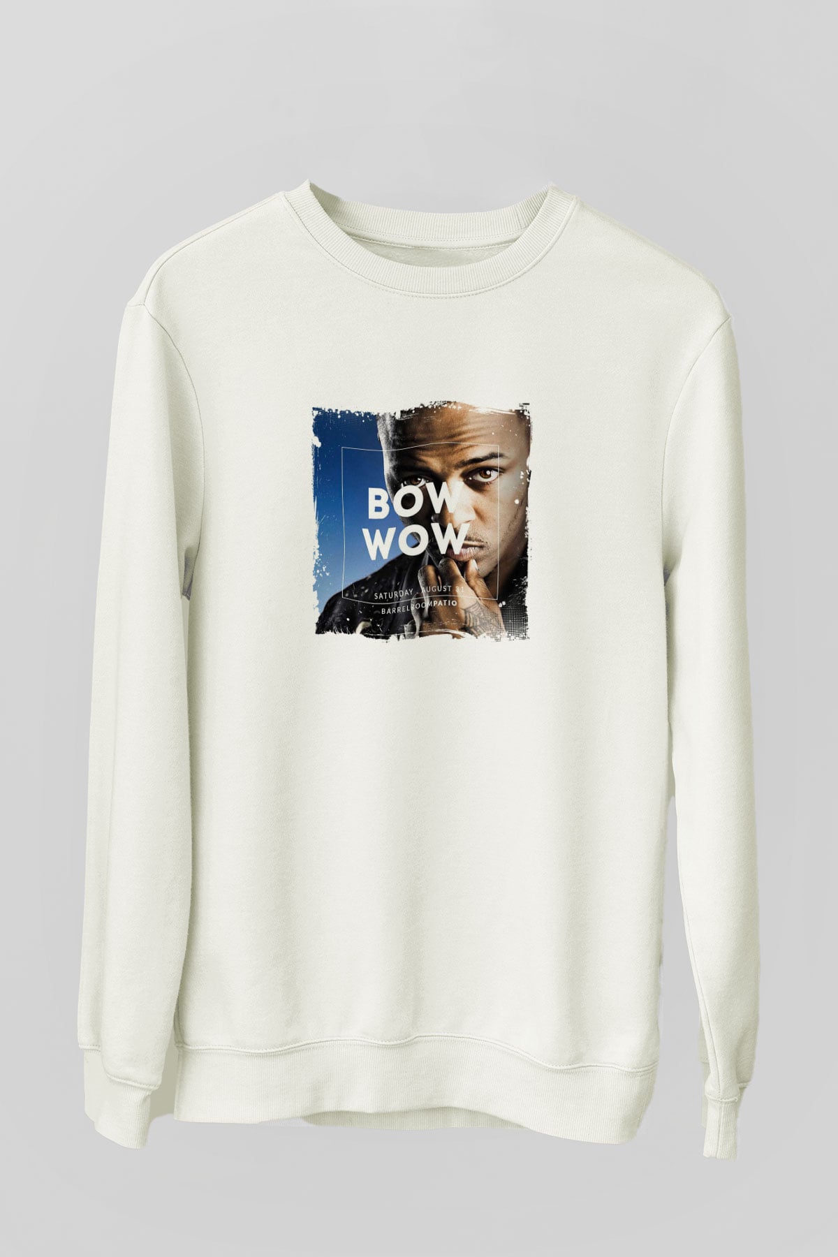 Bow Wow Baskılı Unisex Beyaz Sweatshirt