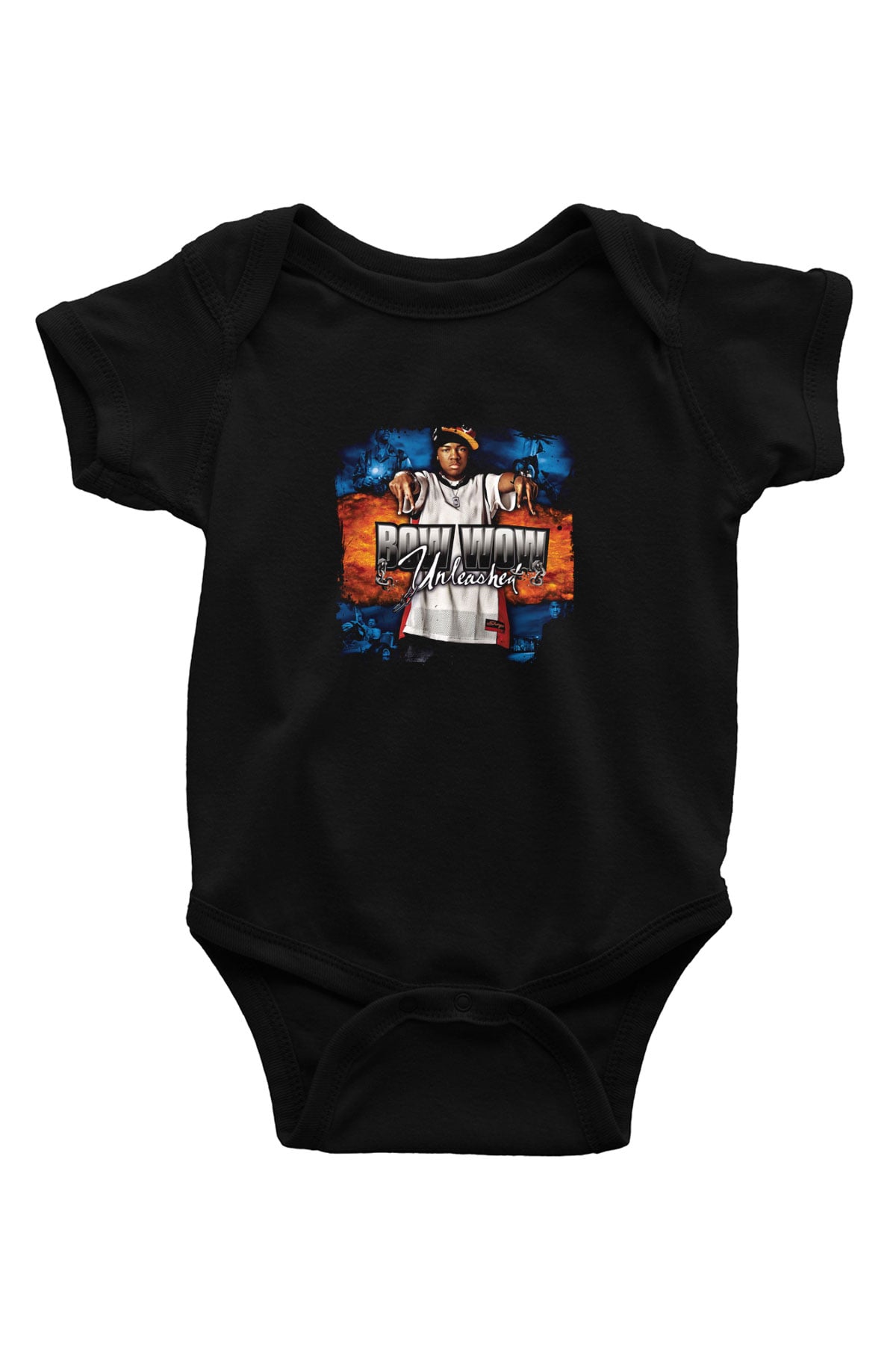 Bow Wow Baskılı Unisex Siyah Bebek Body - Zıbın