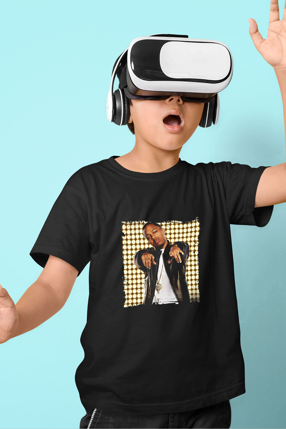 Bow Wow Baskılı Unisex Siyah Çocuk Tişört