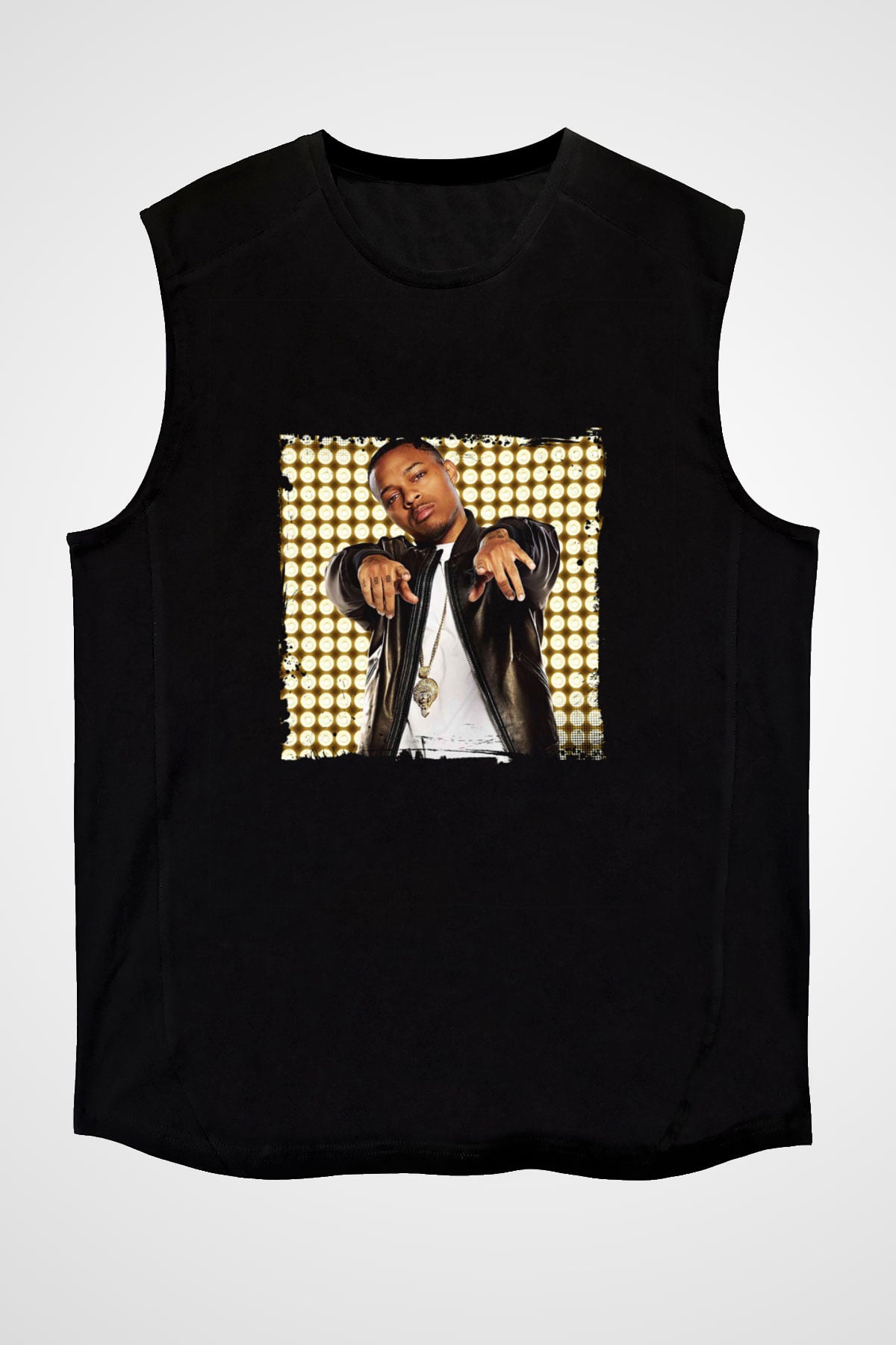 Bow Wow Baskılı Unisex Siyah Kolsuz Tişört