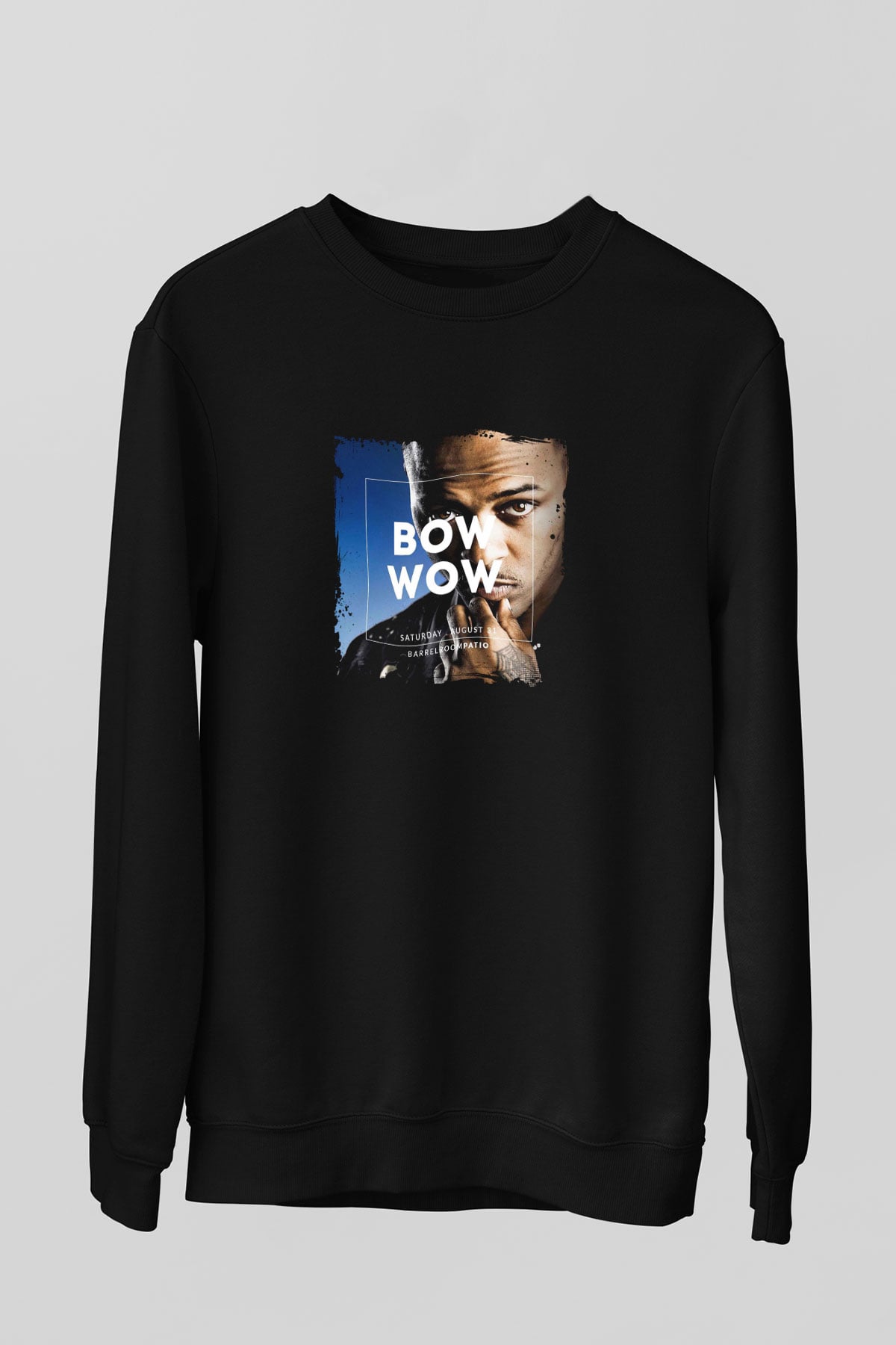 Bow Wow Baskılı Unisex Siyah Sweatshirt