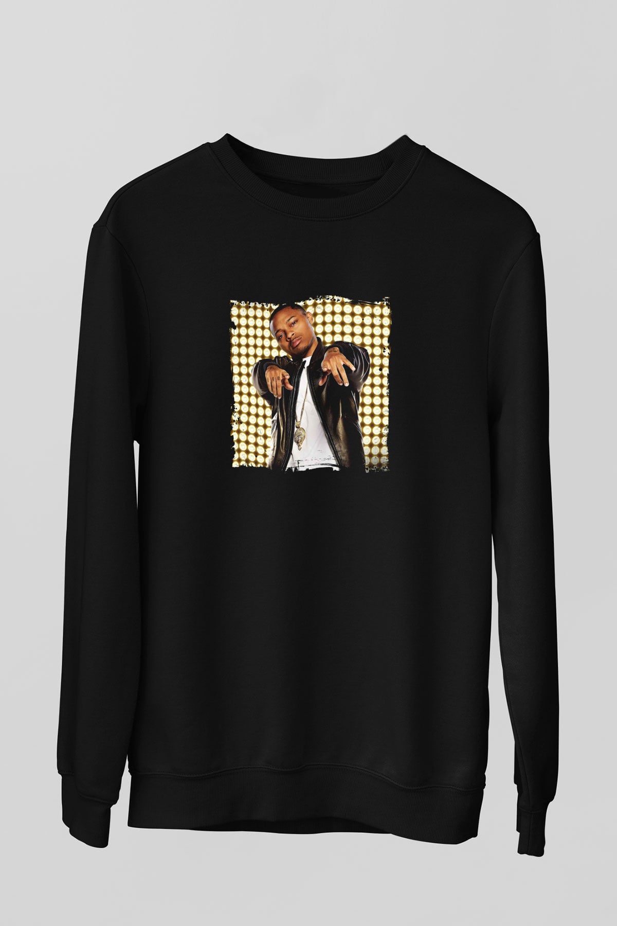 Bow Wow Baskılı Unisex Siyah Sweatshirt