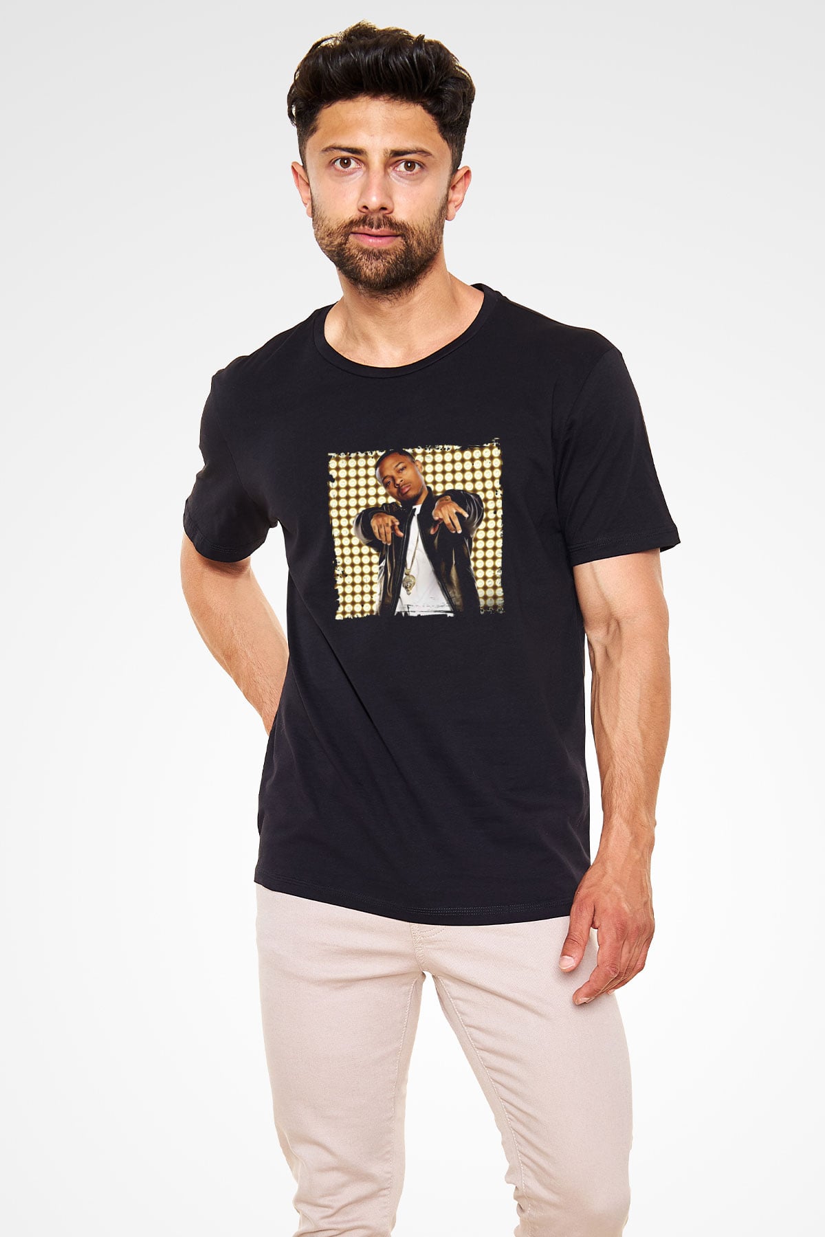 Bow Wow Baskılı Unisex Siyah Tişört