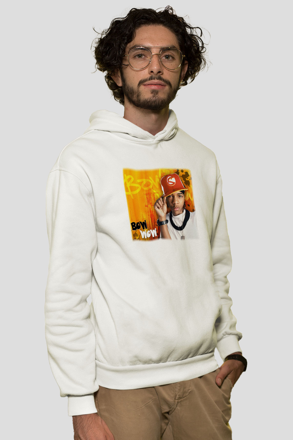 Bow Wow Beyaz Unisex Kapşonlu Sweatshirt