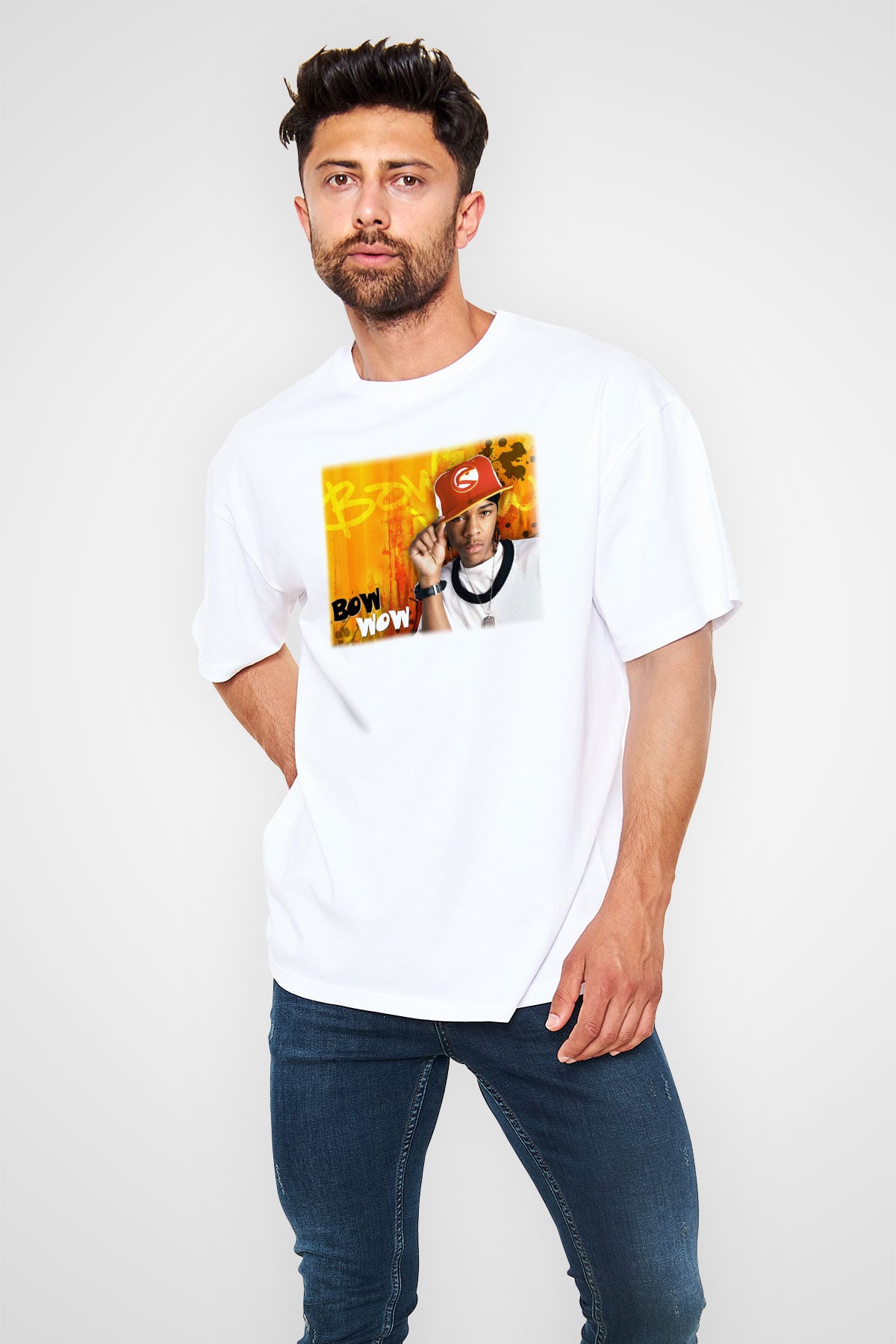 Bow Wow Beyaz Unisex Oversize Tişört T-Shirt