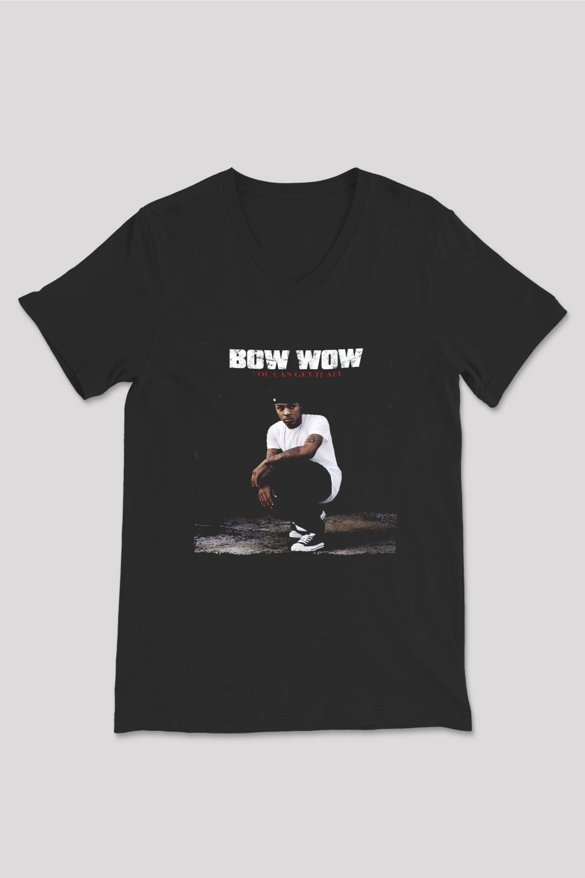 Bow Wow Siyah Unisex V Yaka Tişört