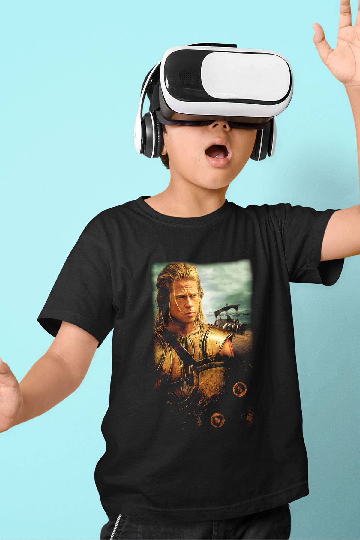 Brad Pitt Baskılı Siyah Unisex Çocuk Tişört