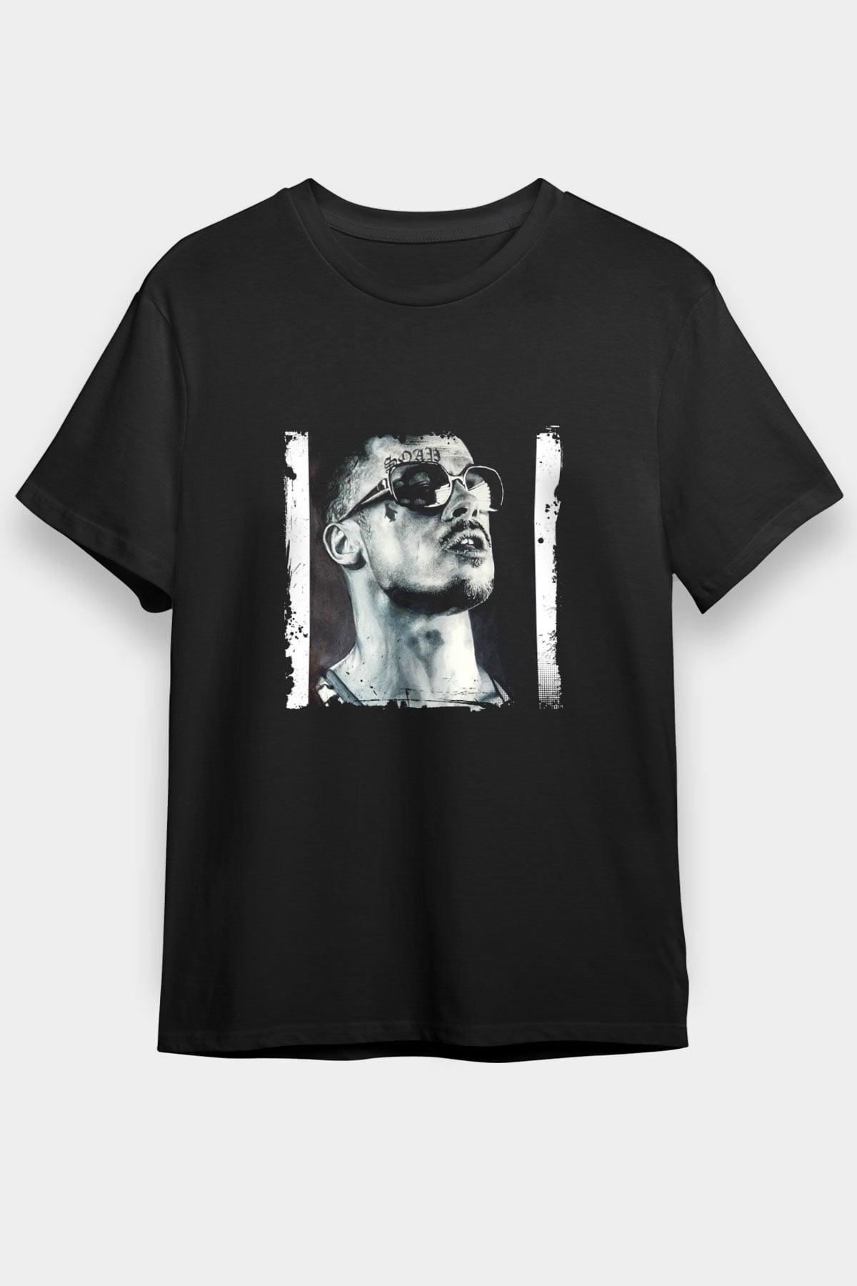 Brad Pitt Baskılı Unisex Siyah Tişört