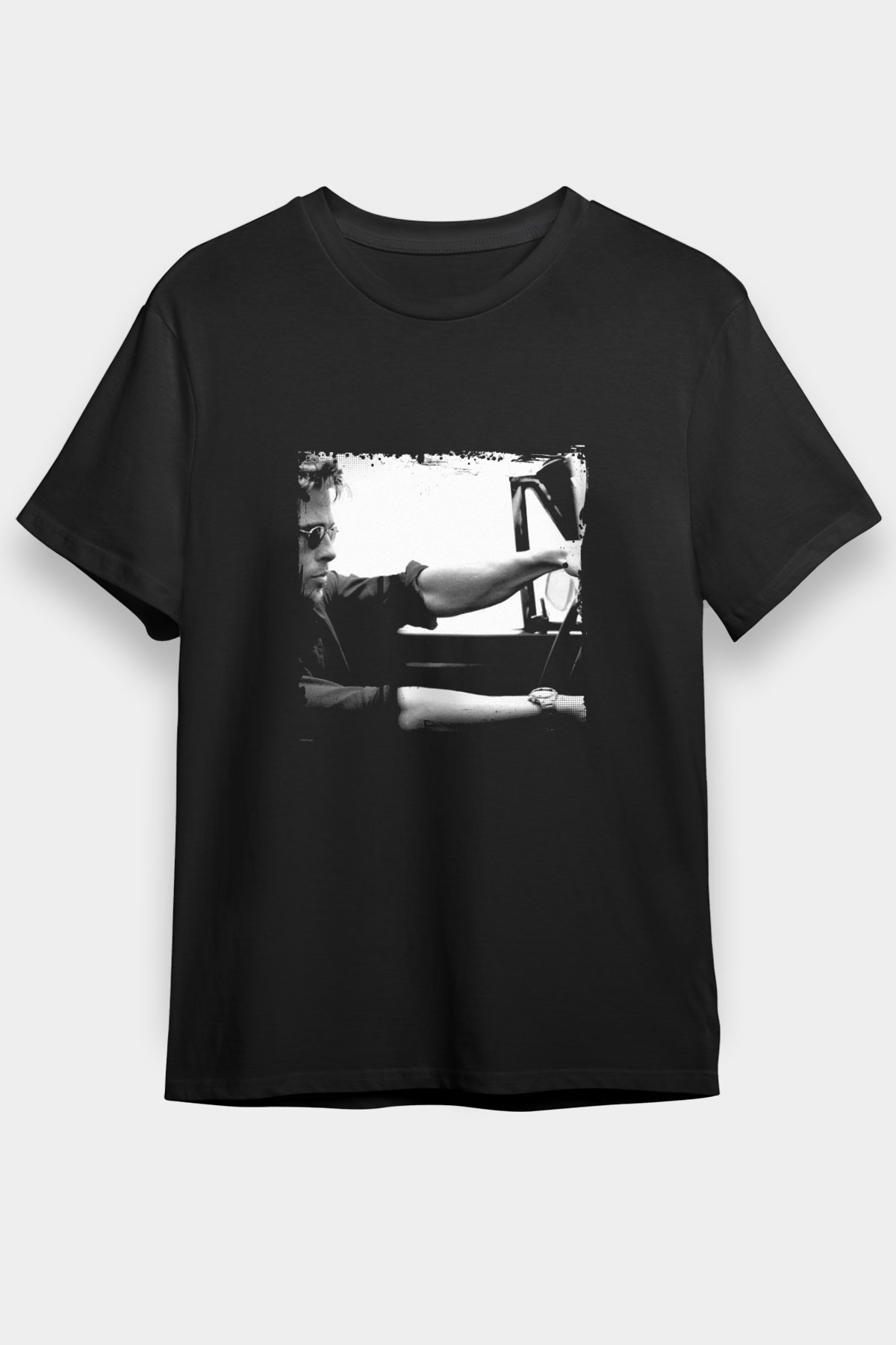 Brad Pitt Baskılı Unisex Siyah Tişört