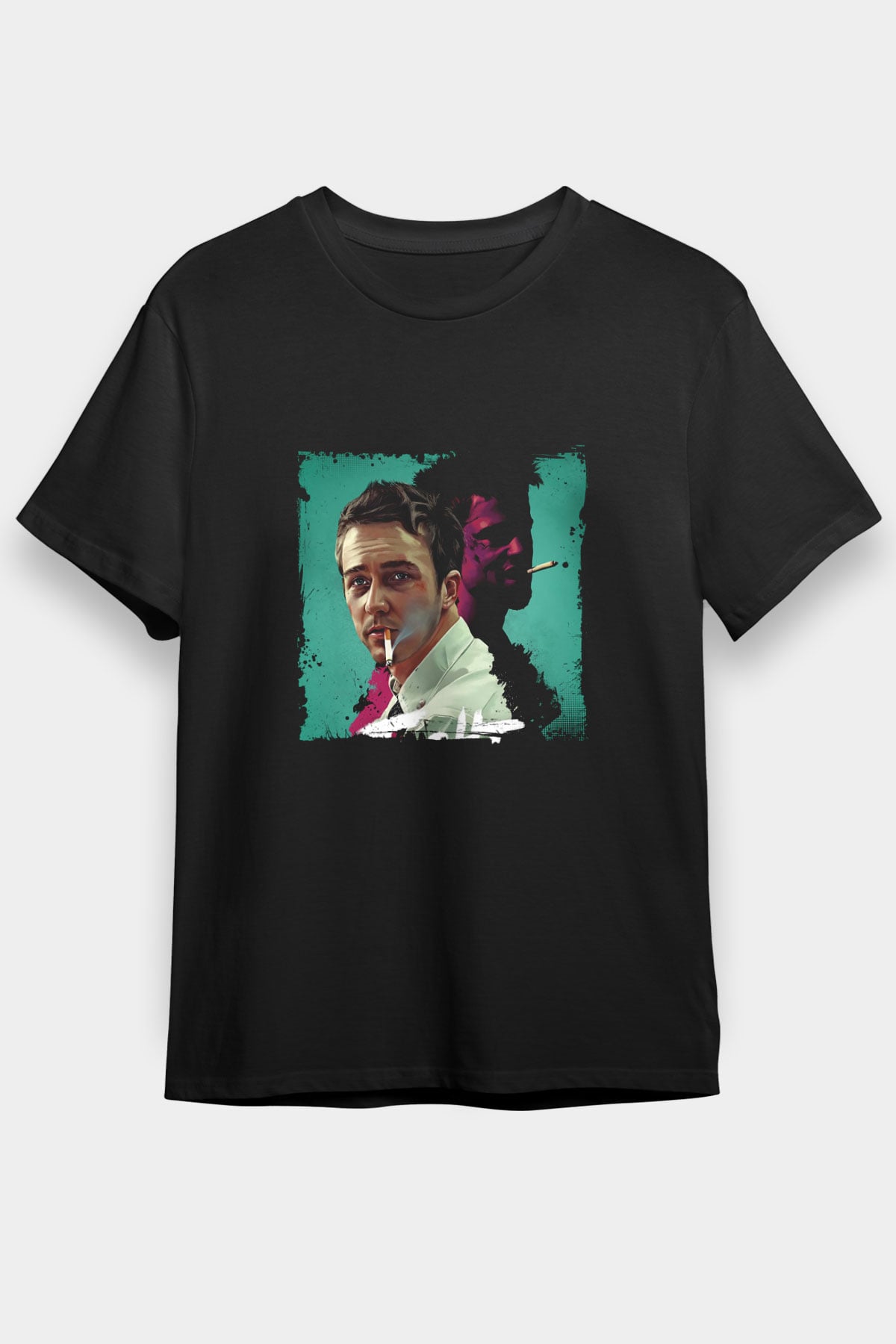 Brad Pitt Baskılı Unisex Siyah Tişört