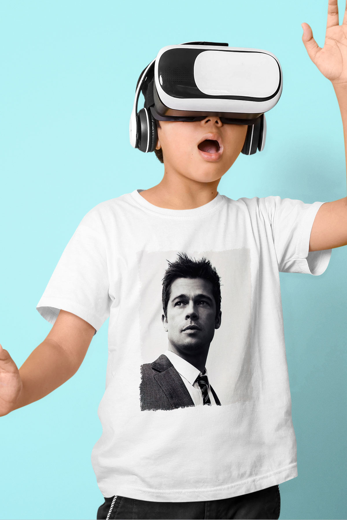 Brad Pitt Beyaz Unisex Çocuk Tişört