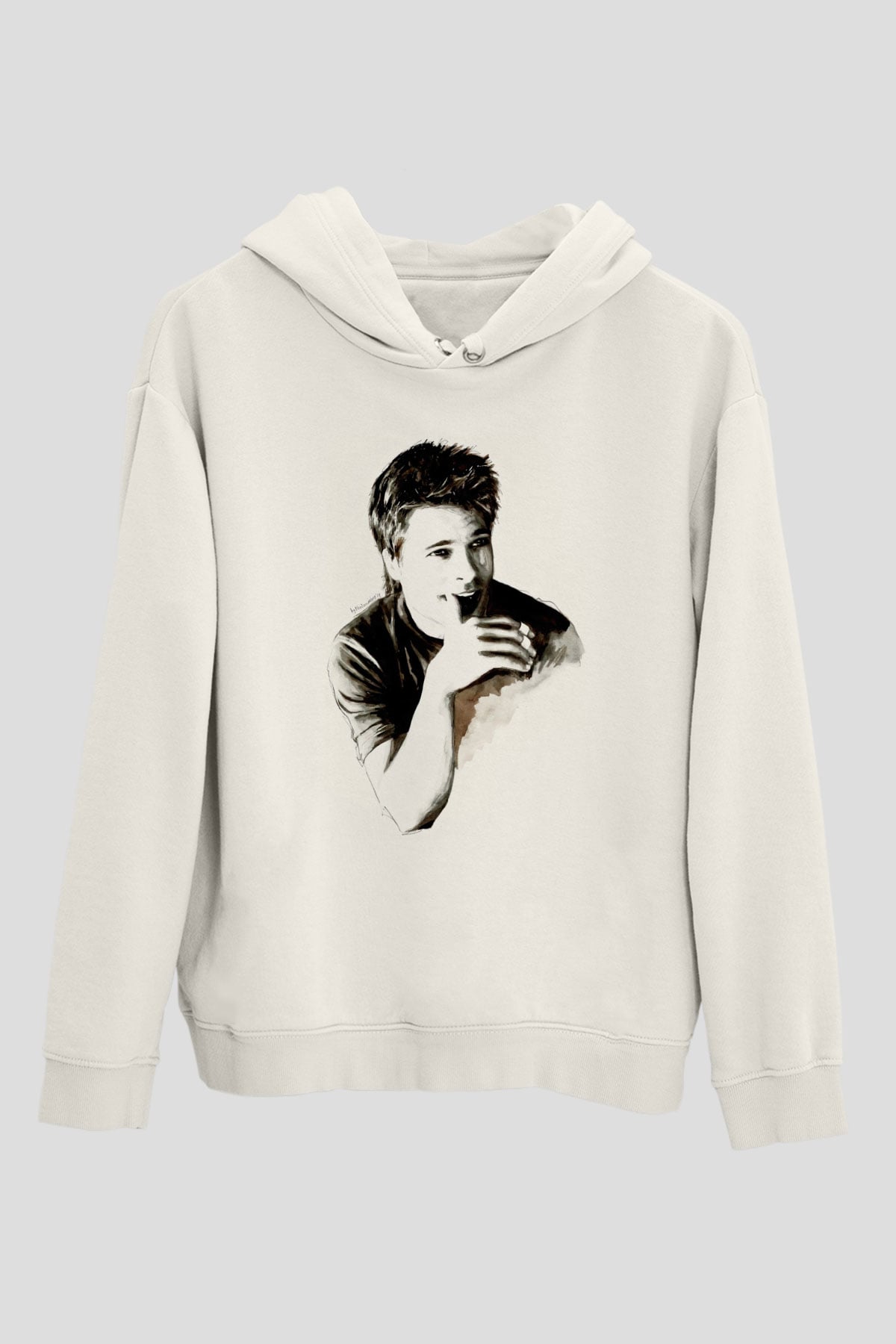 Brad Pitt Beyaz Unisex Kapüşonlu Sweatshirt