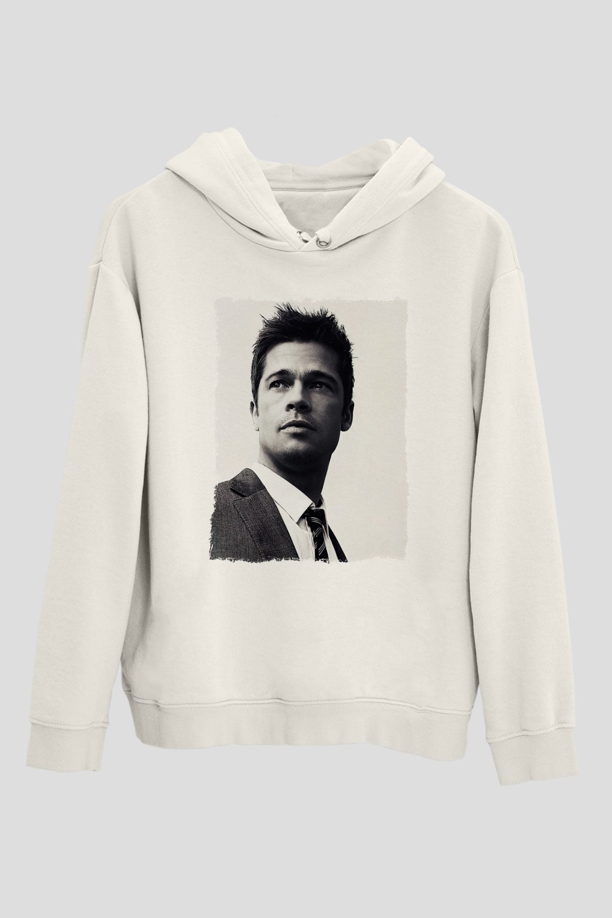 Brad Pitt Beyaz Unisex Kapüşonlu Sweatshirt