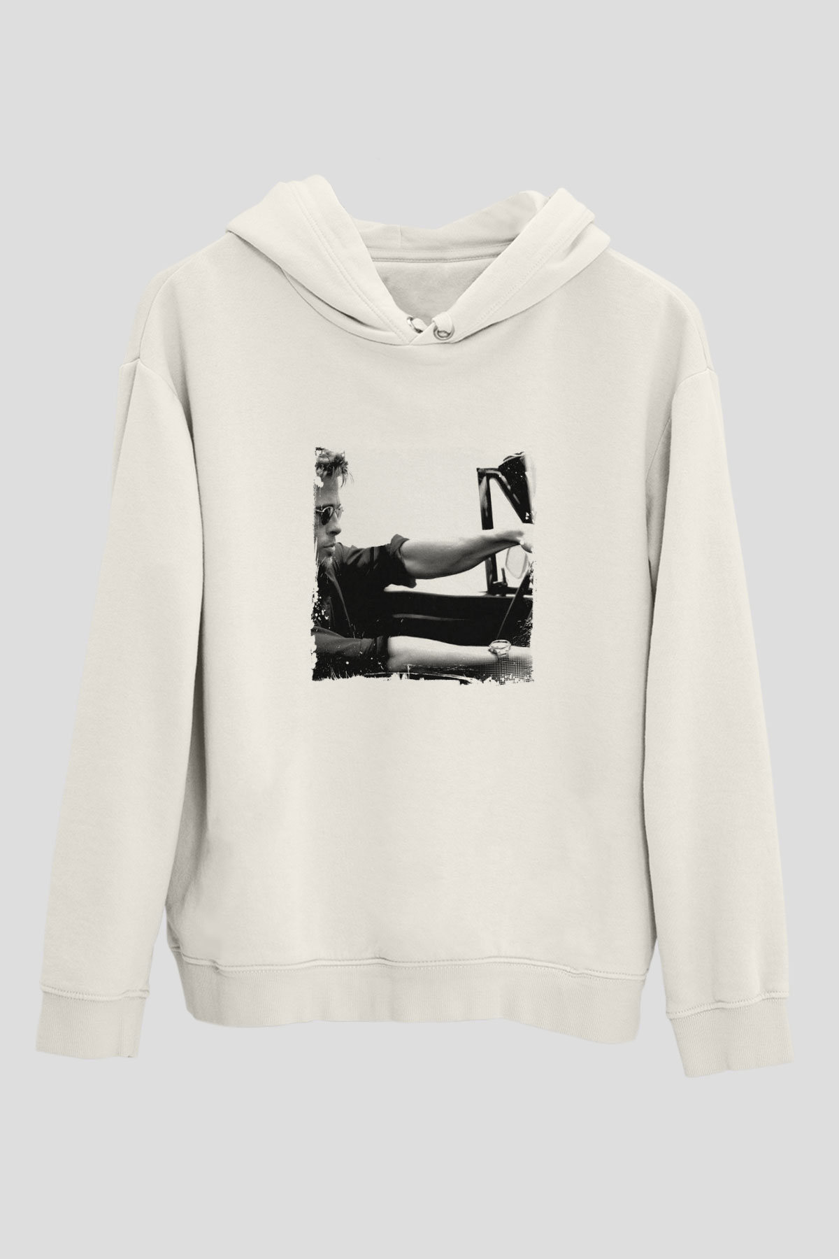 Brad Pitt Unisex Baskılı Beyaz Kapüşonlu Sweatshirt