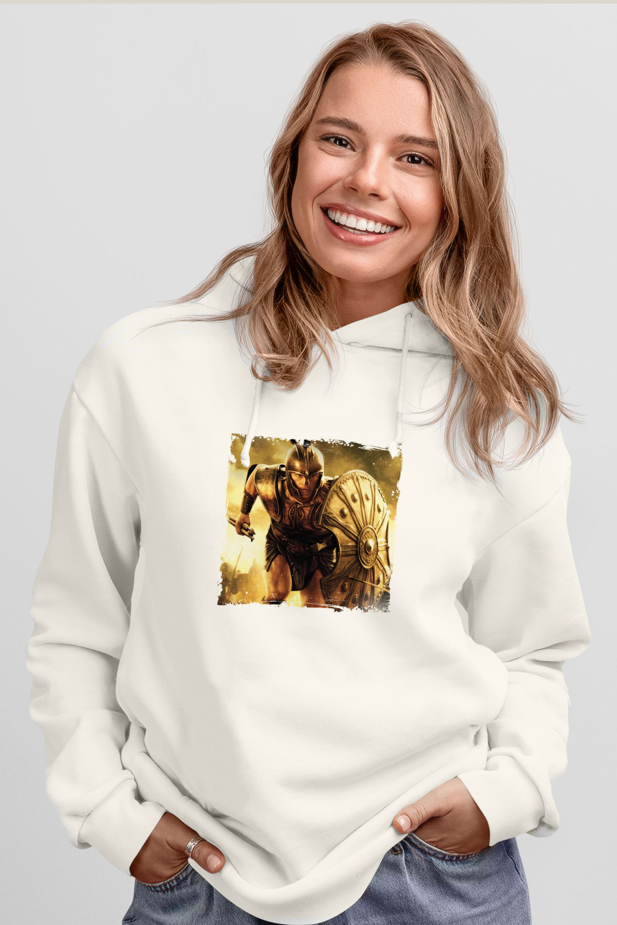 Brad Pitt Unisex Baskılı Beyaz Kapüşonlu Sweatshirt