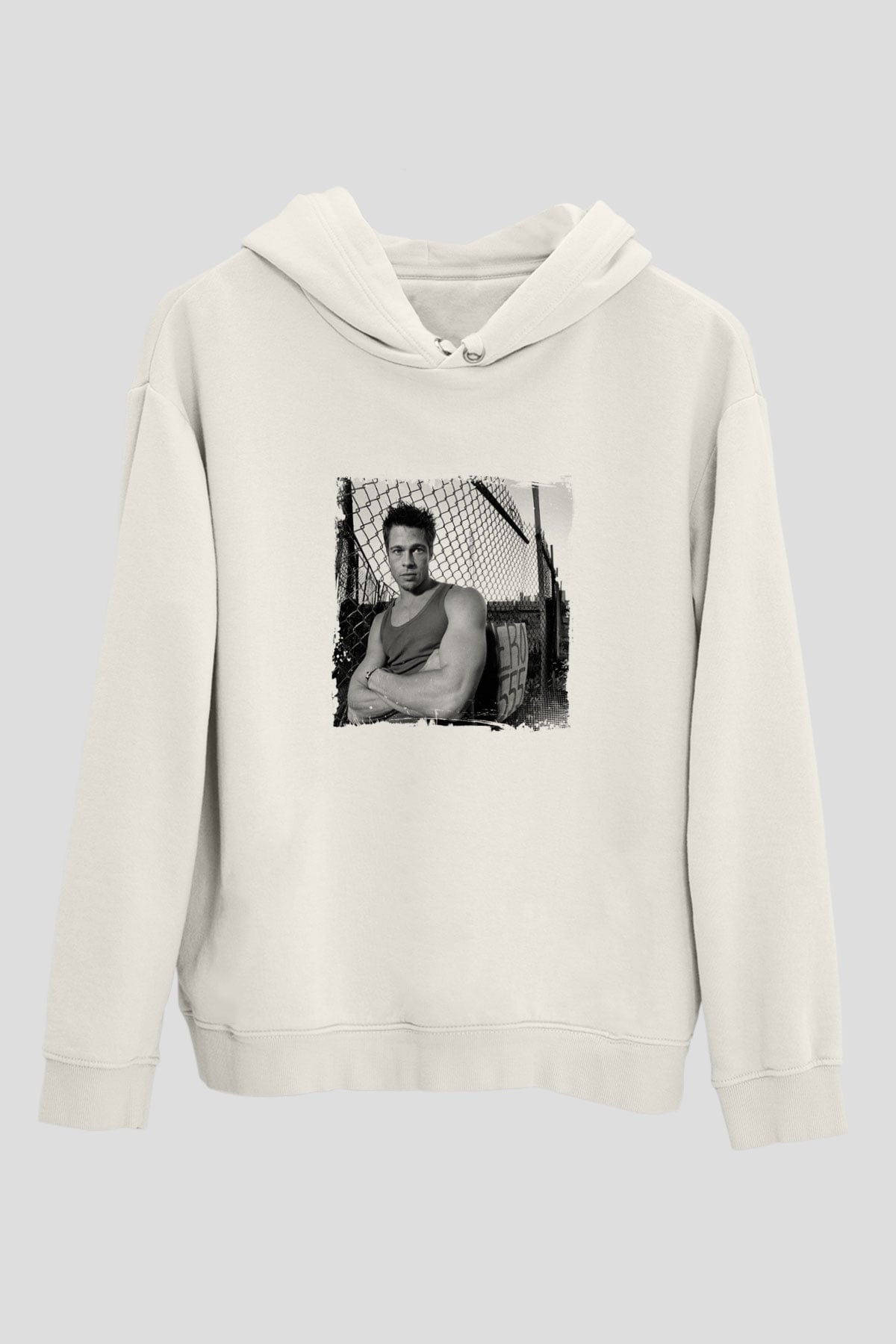 Brad Pitt Unisex Baskılı Beyaz Kapüşonlu Sweatshirt