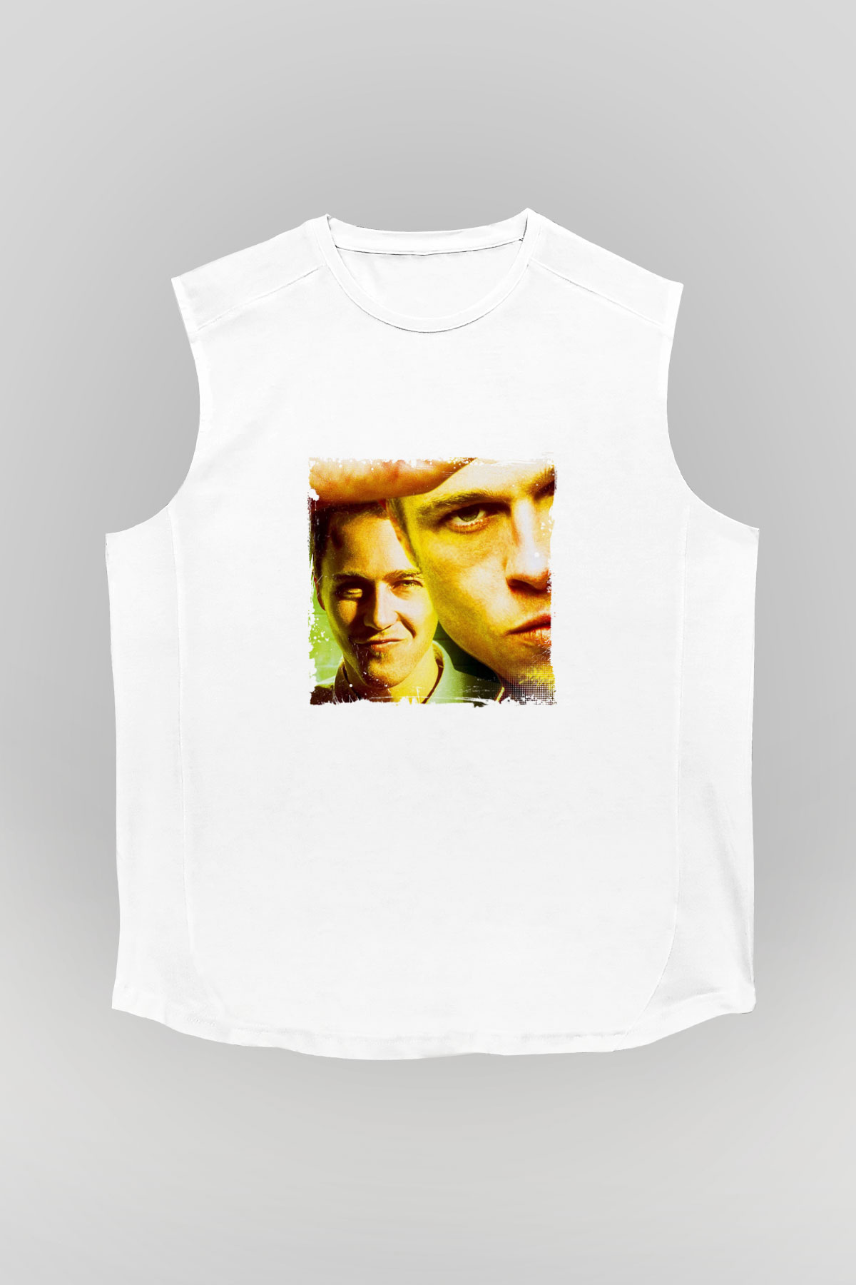 Brad Pitt Unisex Baskılı Beyaz Kolsuz Tişört
