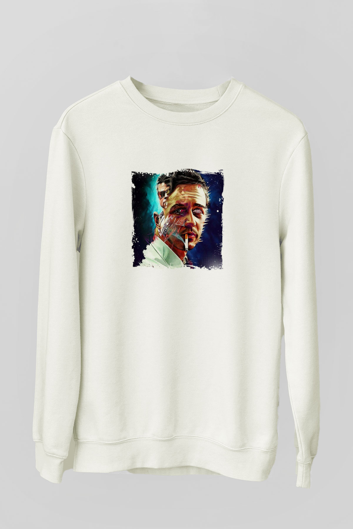 Brad Pitt Unisex Baskılı Beyaz Sweatshirt