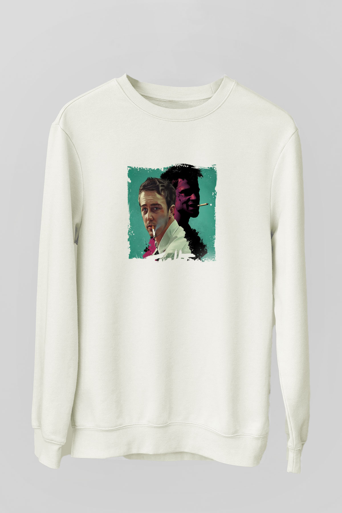Brad Pitt Unisex Baskılı Beyaz Sweatshirt