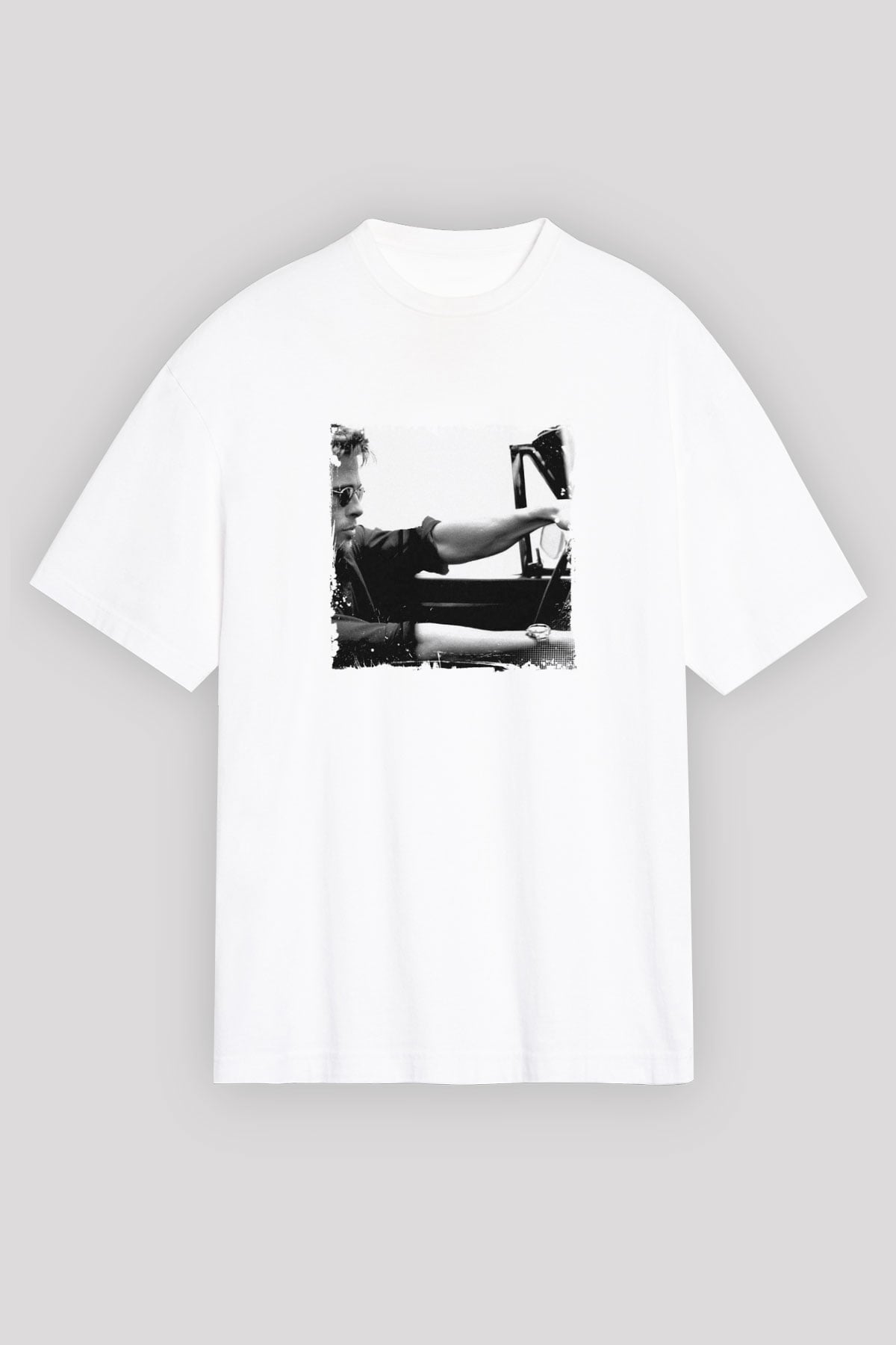 Brad Pitt Unisex Baskılı Beyaz Tişört