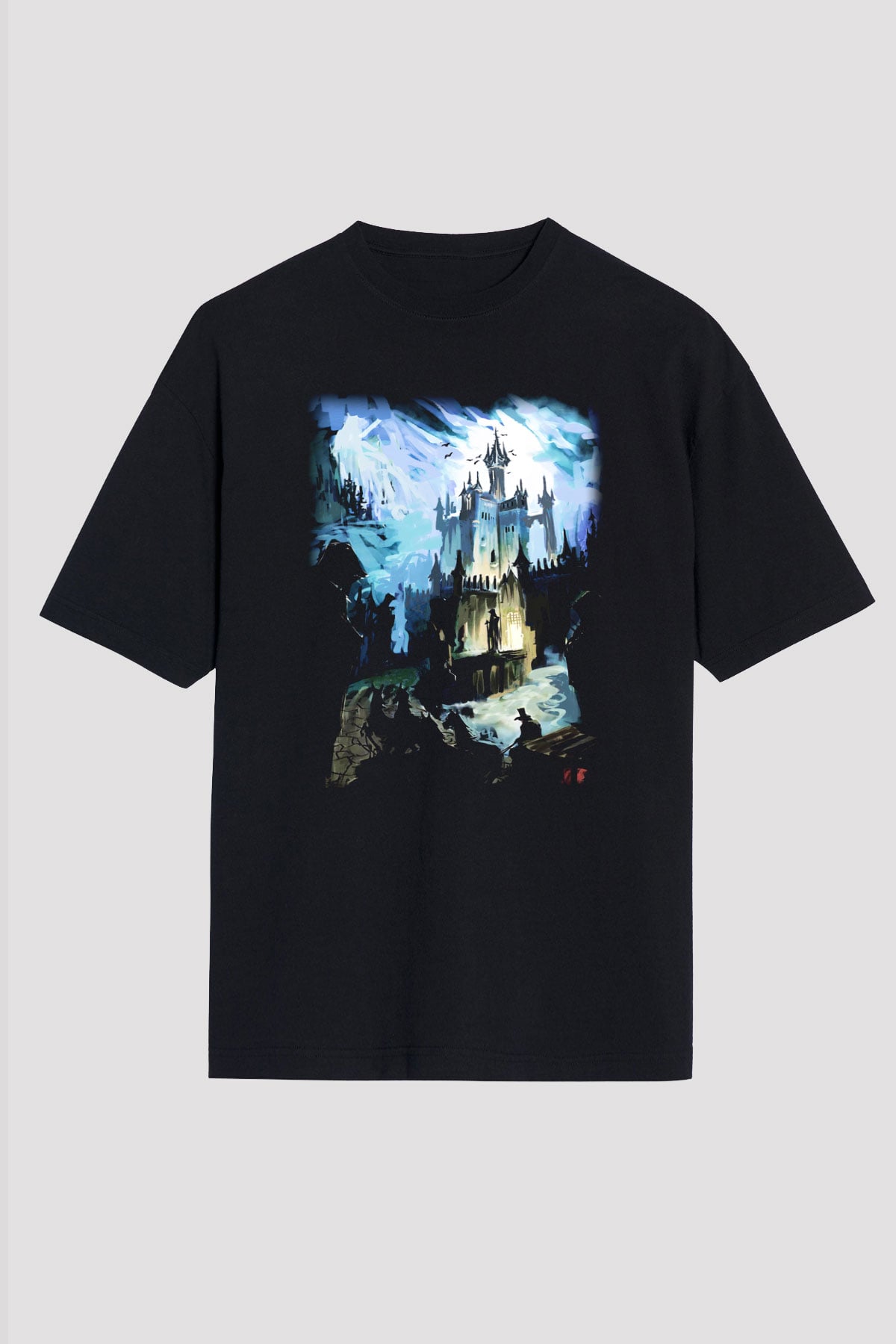 Bran Kalesi Siyah Unisex Oversize Tişört T-Shirt