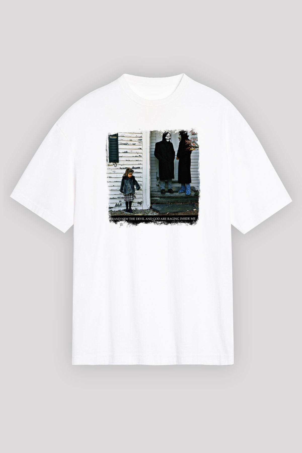 Brand New Baskılı Unisex Beyaz Oversize Tişört