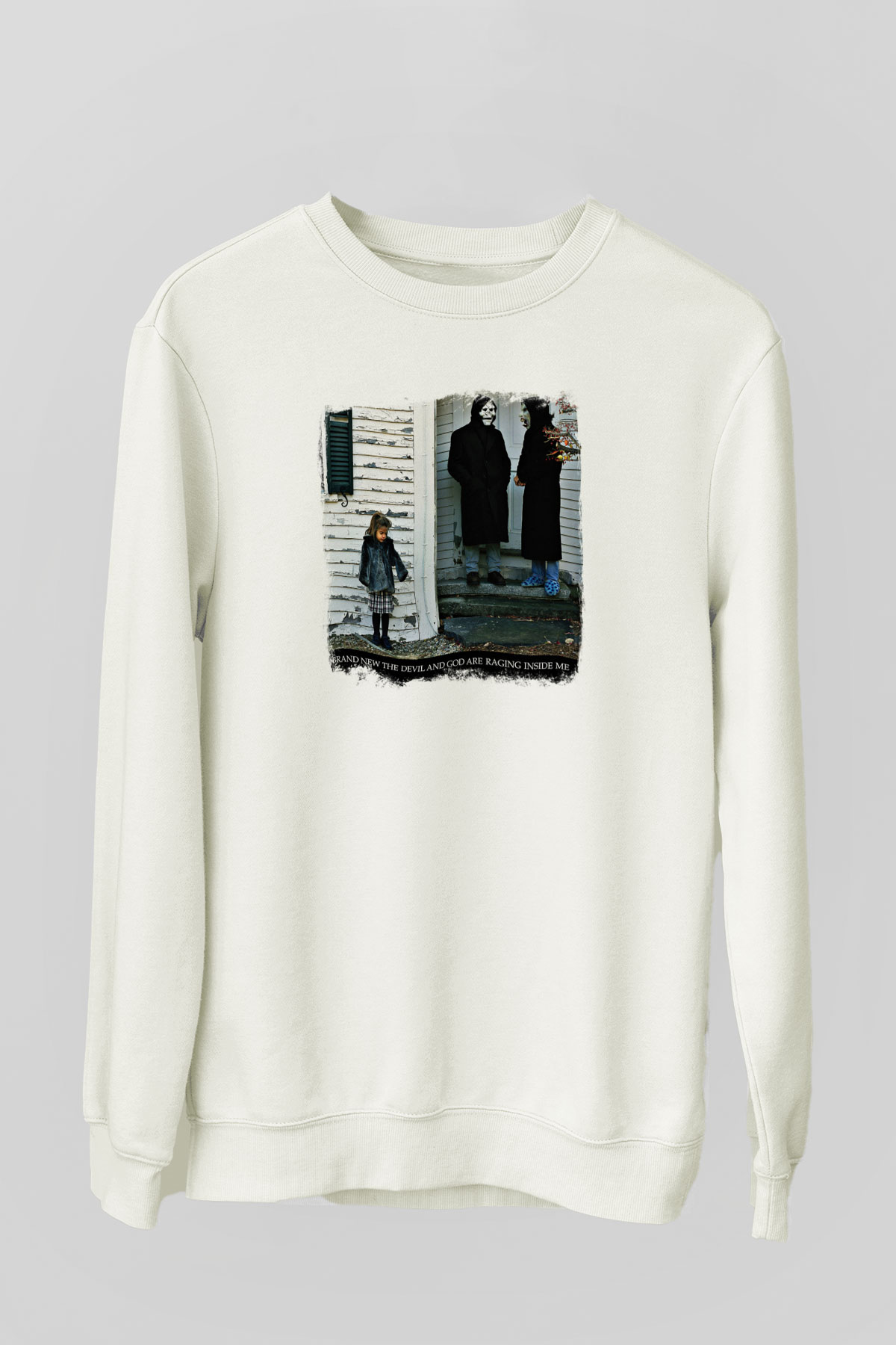 Brand New Baskılı Unisex Beyaz Sweatshirt