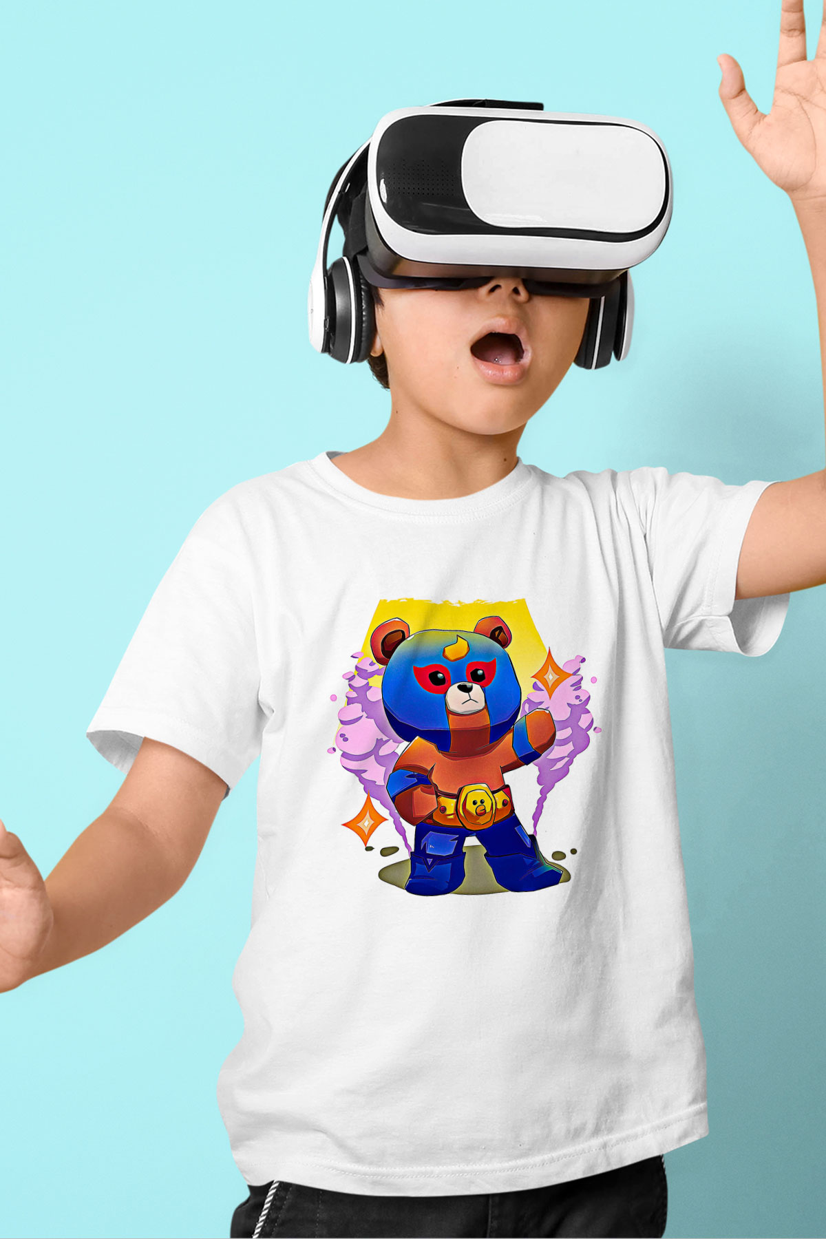 Brawl Stars Baskılı Beyaz Unisex Beyaz Çocuk Tişört - Tshirt