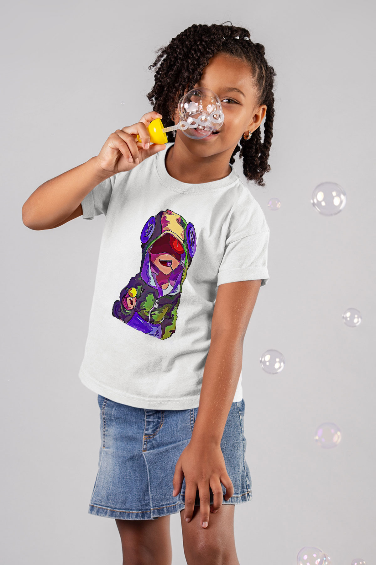 Brawl Stars Baskılı Beyaz Unisex Beyaz Çocuk Tişört - Tshirt