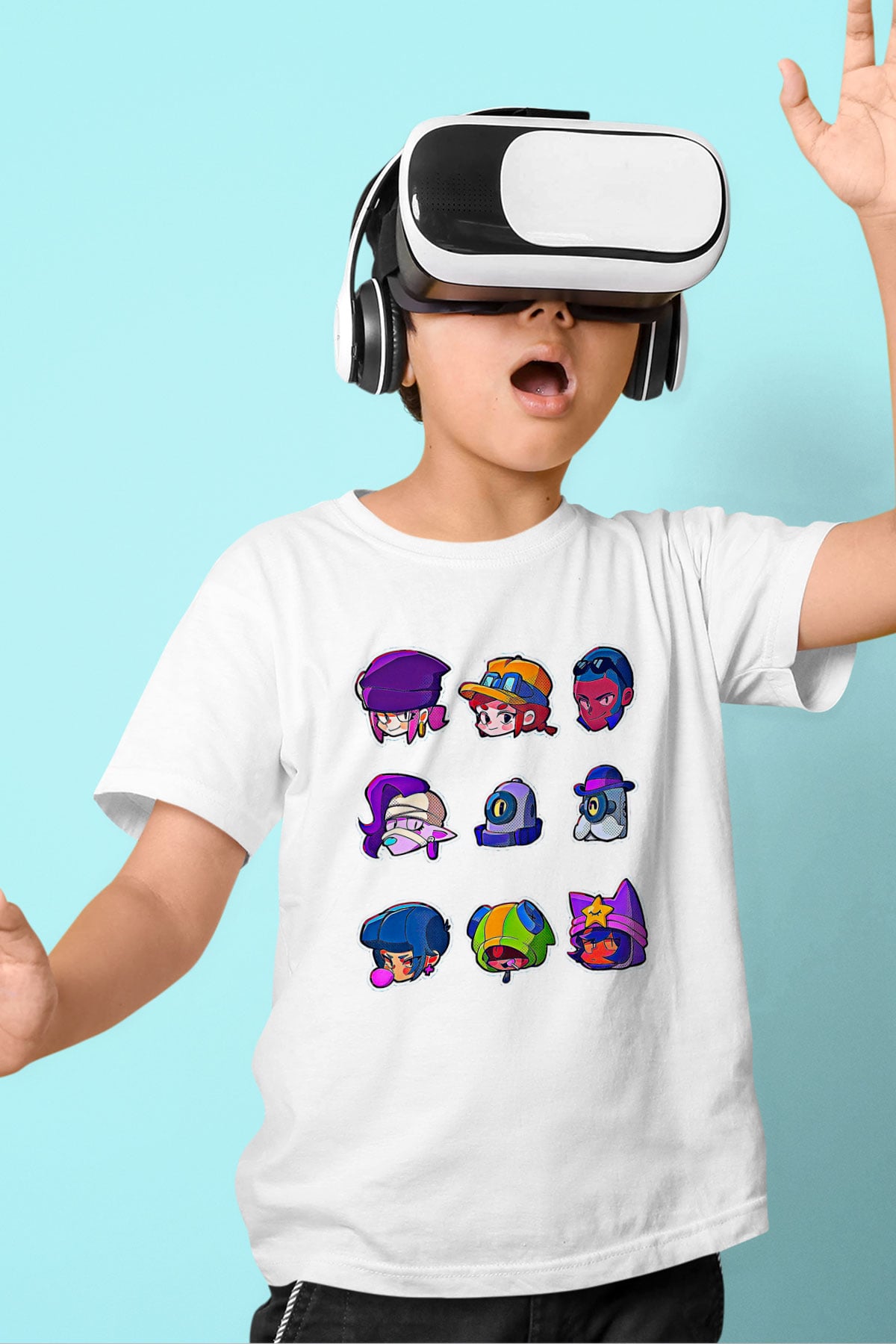 Brawl Stars Baskılı Beyaz Unisex Beyaz Çocuk Tişört - Tshirt