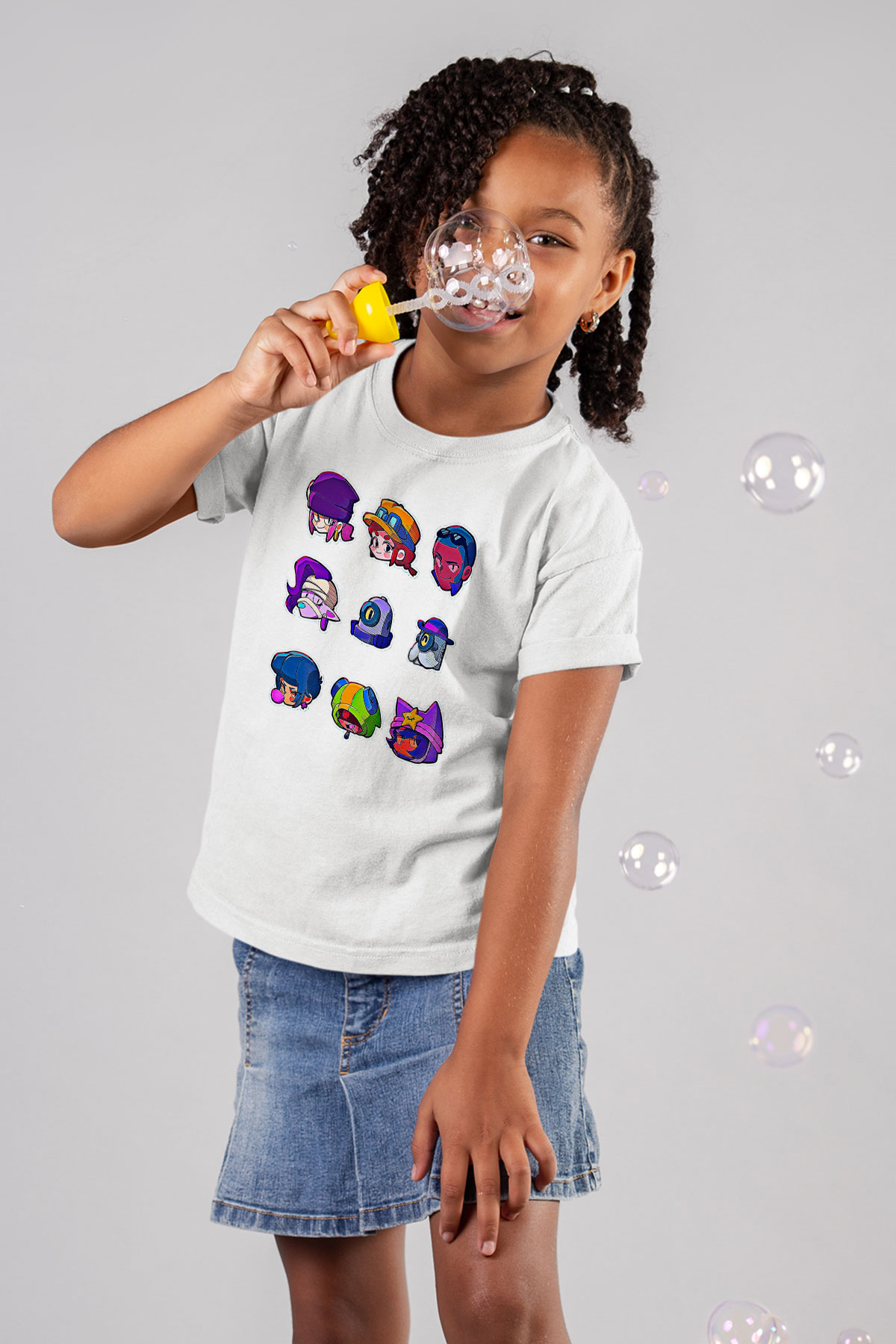 Brawl Stars Baskılı Beyaz Unisex Beyaz Çocuk Tişört - Tshirt