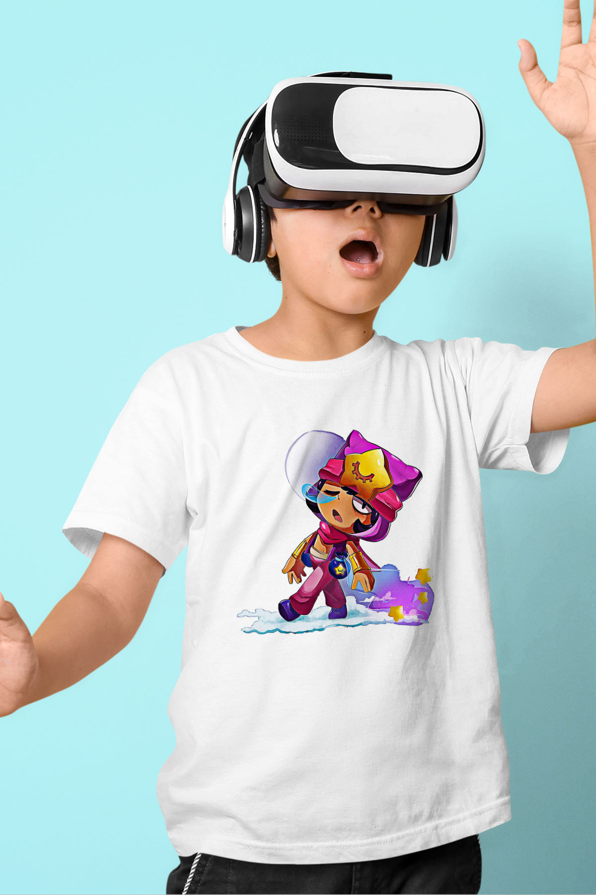 Brawl Stars Baskılı Beyaz Unisex Beyaz Çocuk Tişört - Tshirt