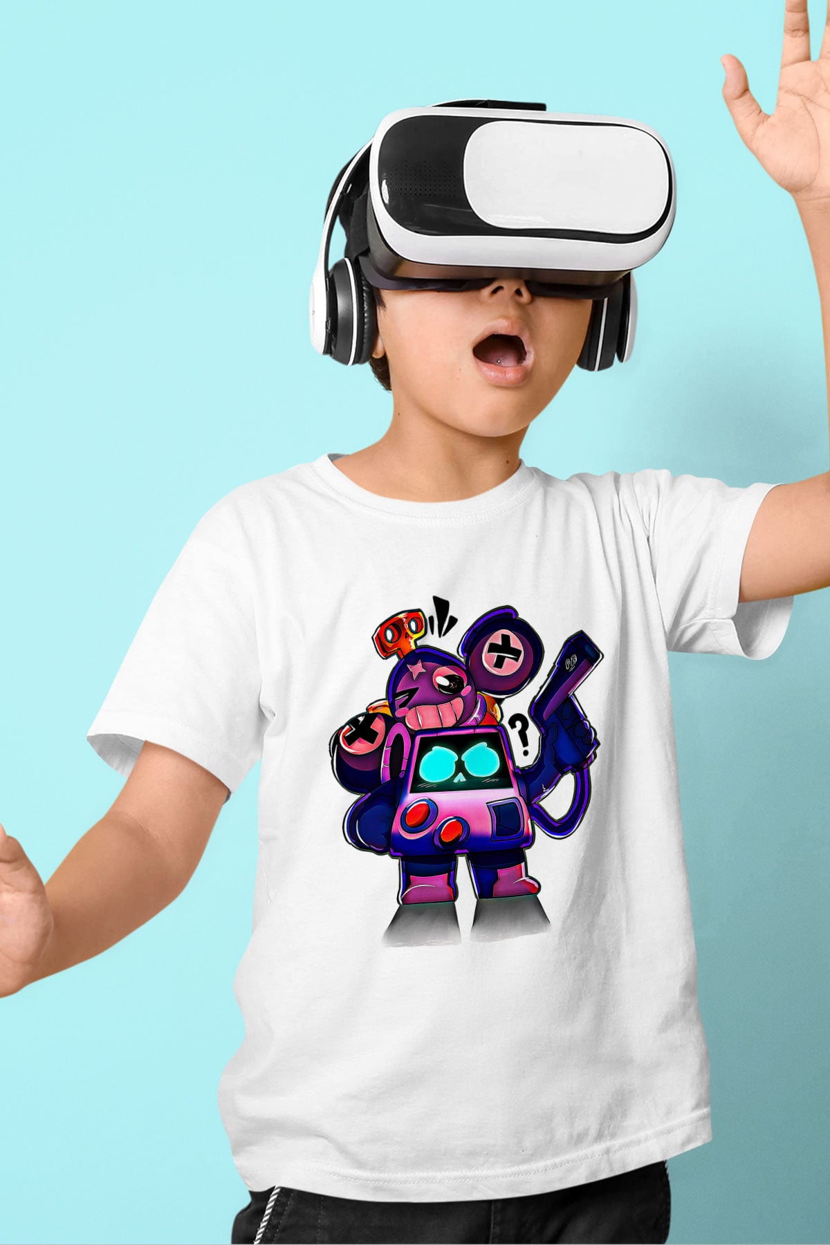 Brawl Stars Baskılı Beyaz Unisex Beyaz Çocuk Tişört - Tshirt